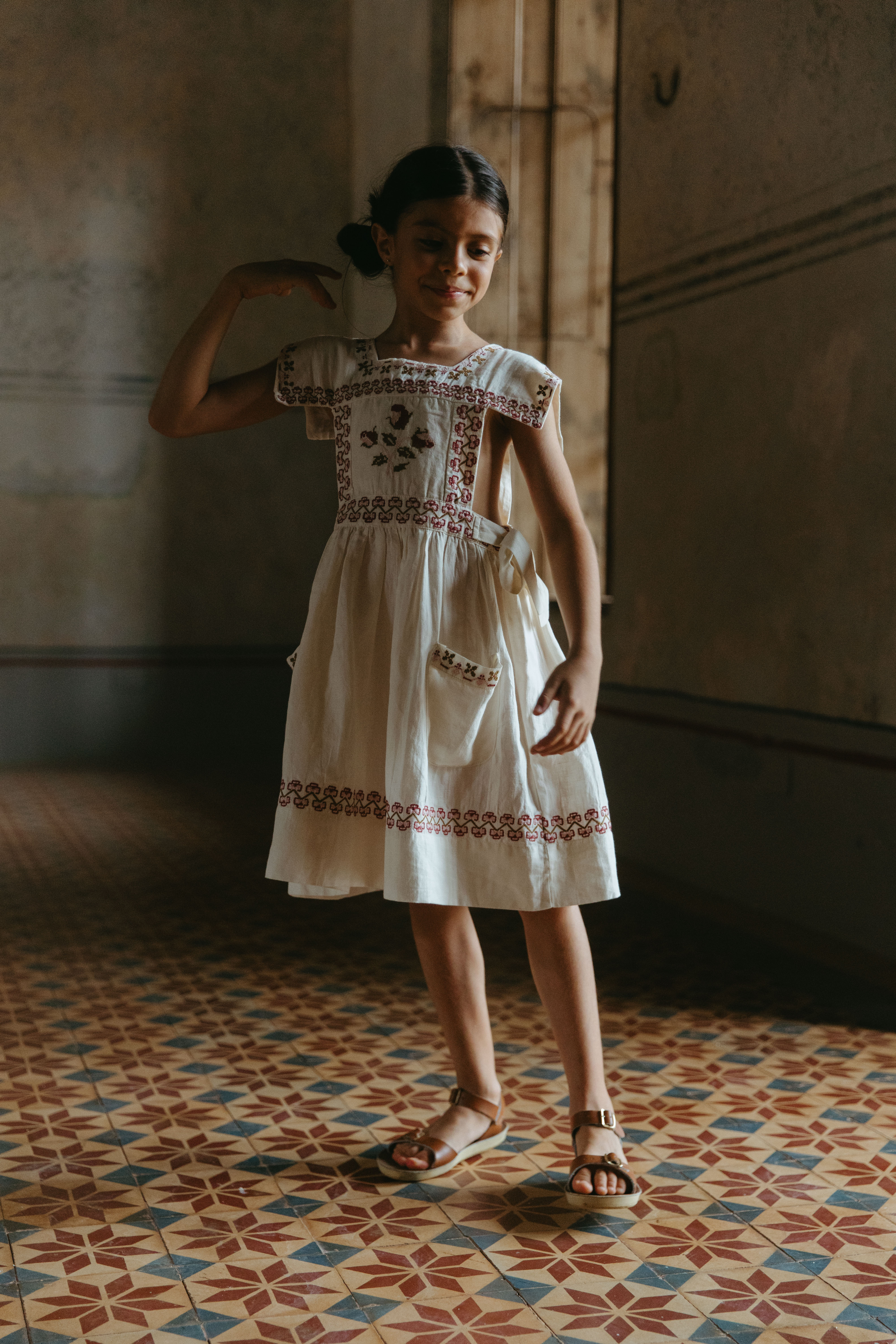 LALi  Polly Pinafore Dress in Antique White