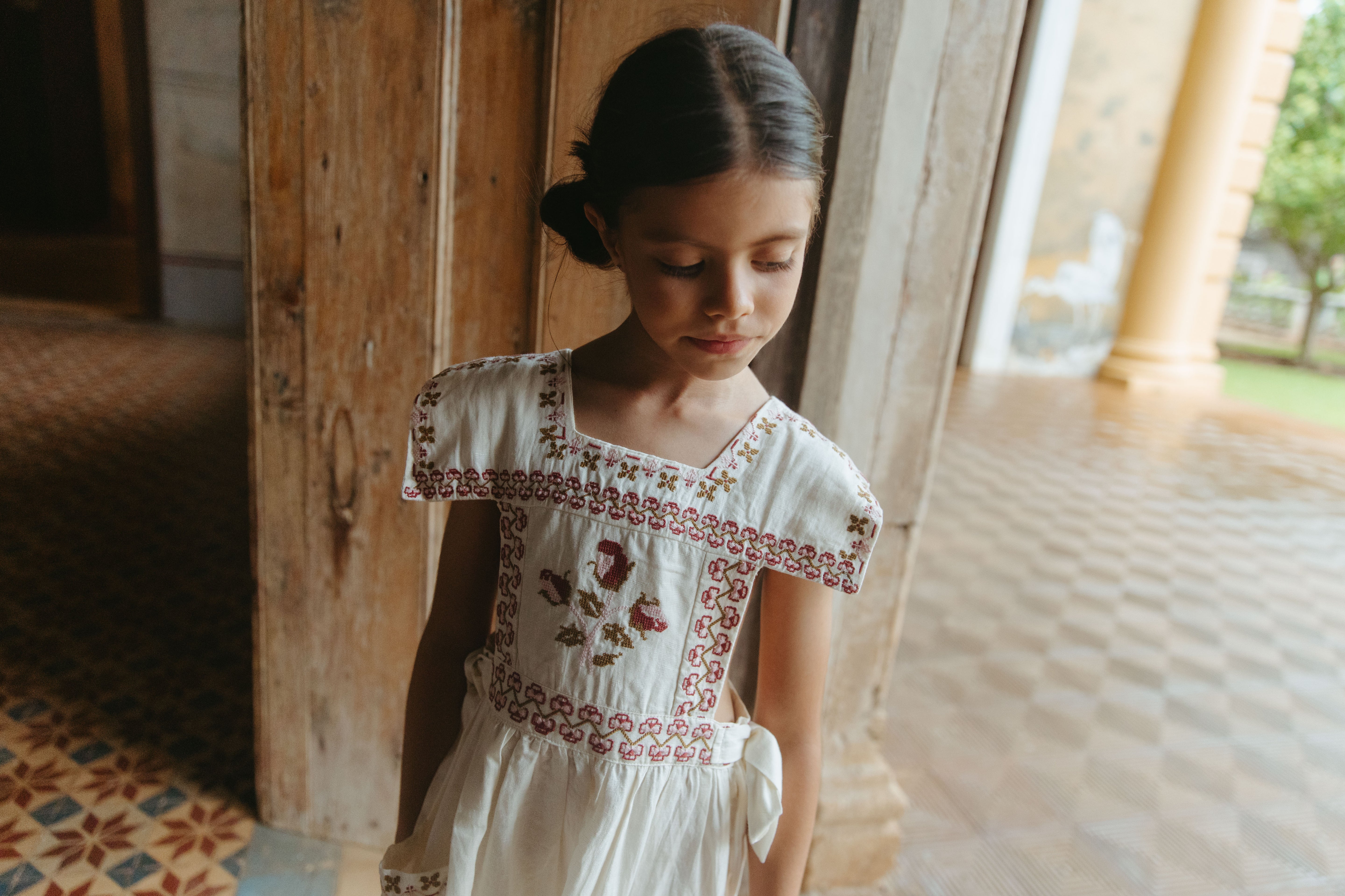 LALi  Polly Pinafore Dress in Antique White
