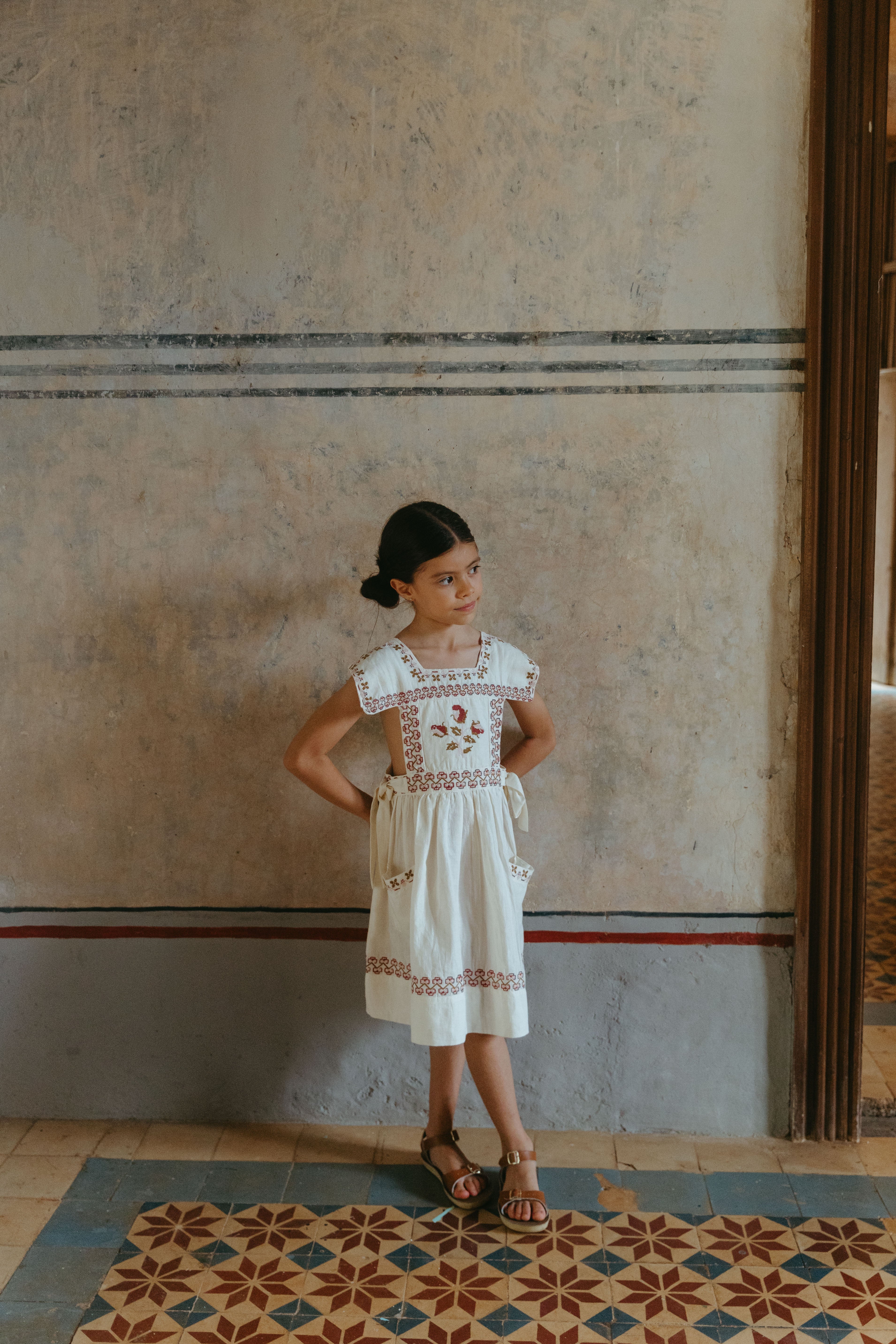 LALi  Polly Pinafore Dress in Antique White