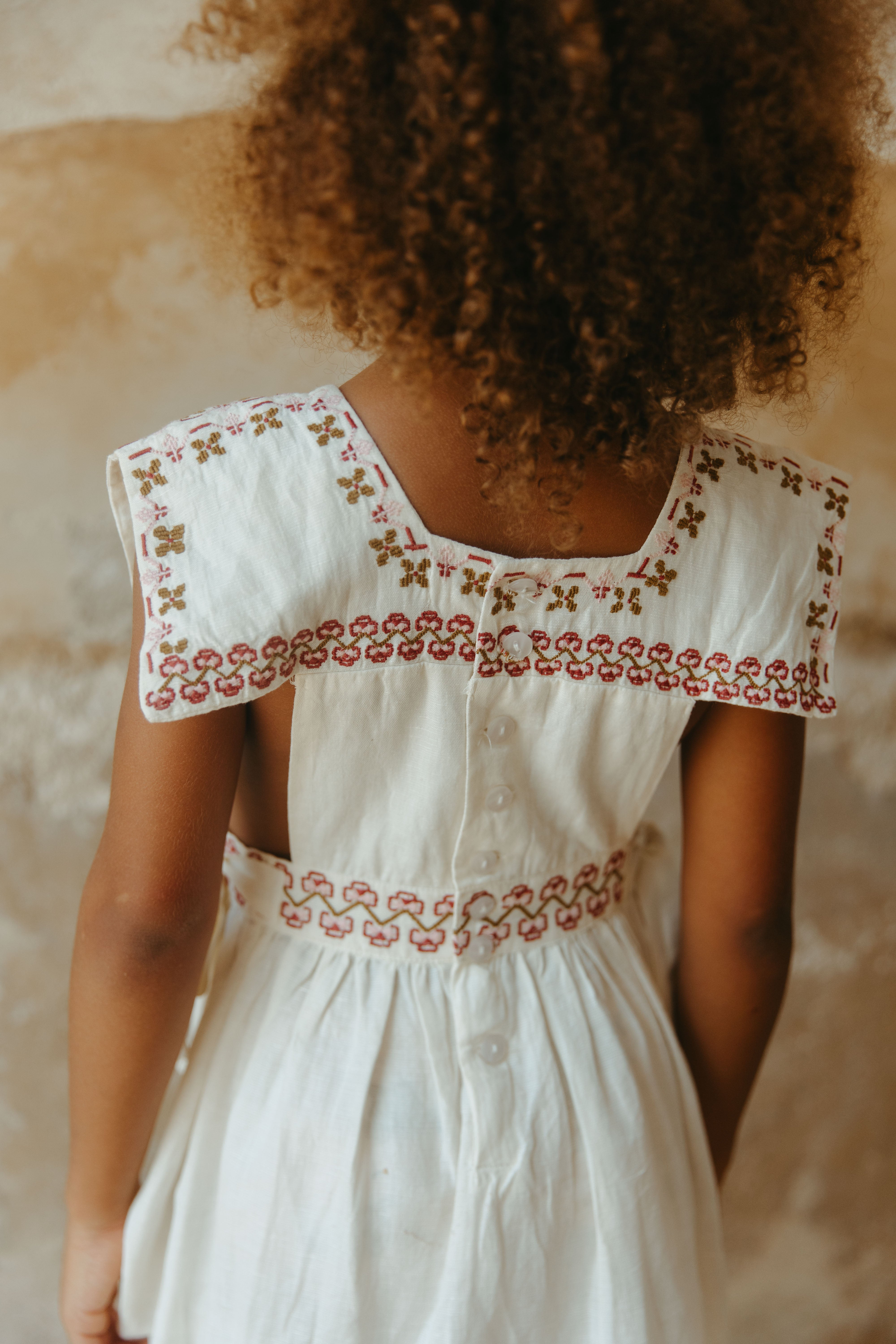 LALi  Polly Pinafore Dress in Antique White