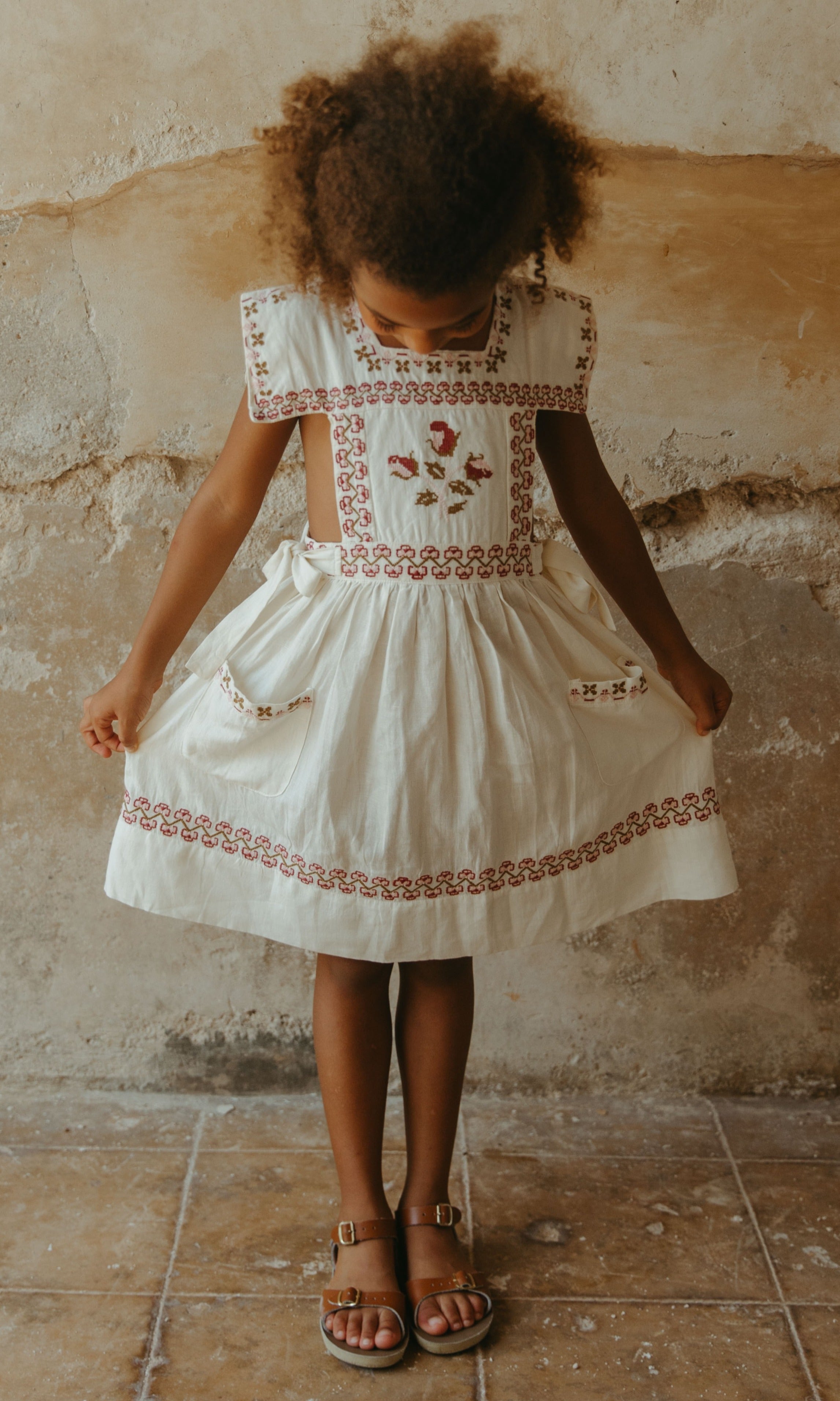LALi  Polly Pinafore Dress in Antique White