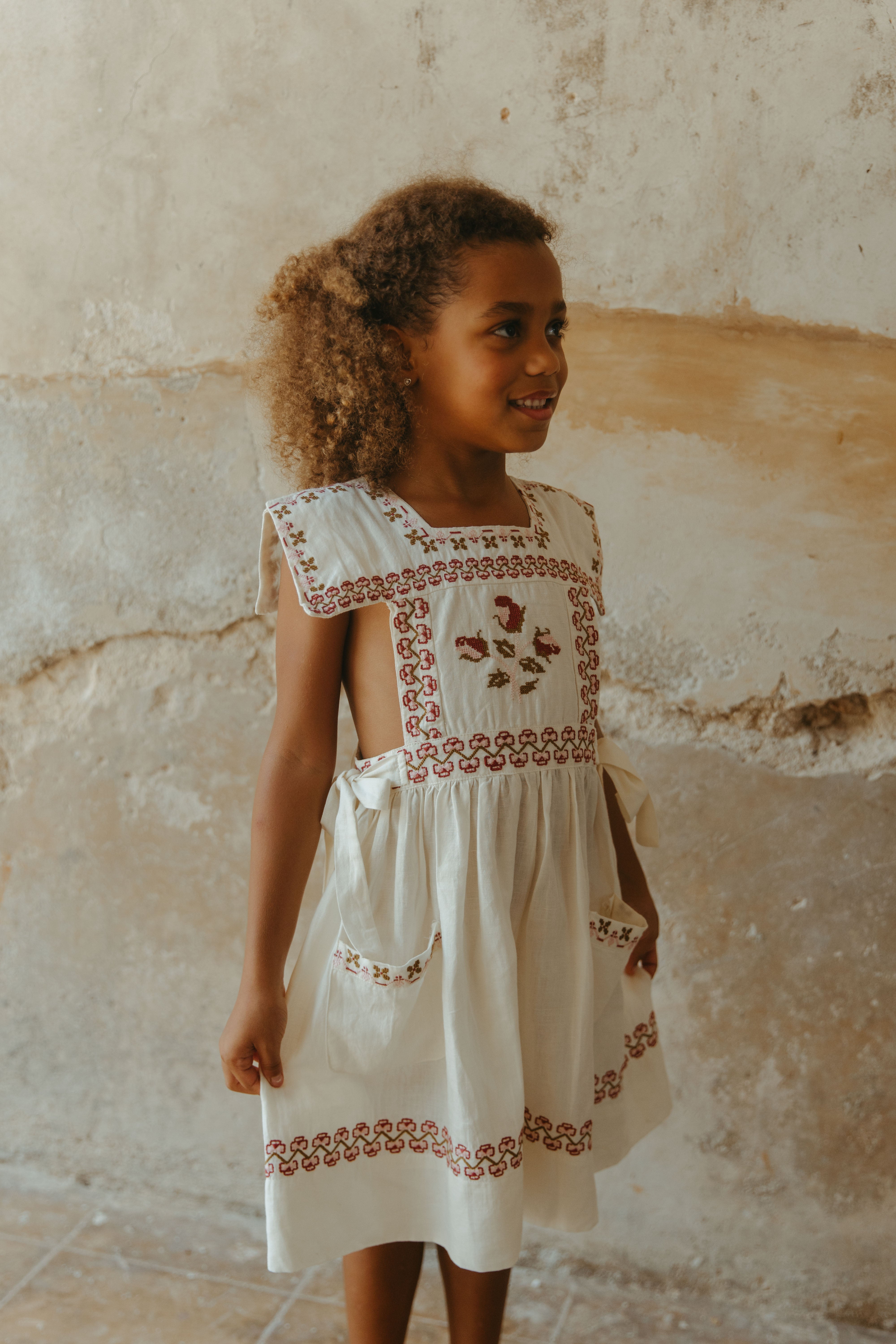 LALi  Polly Pinafore Dress in Antique White