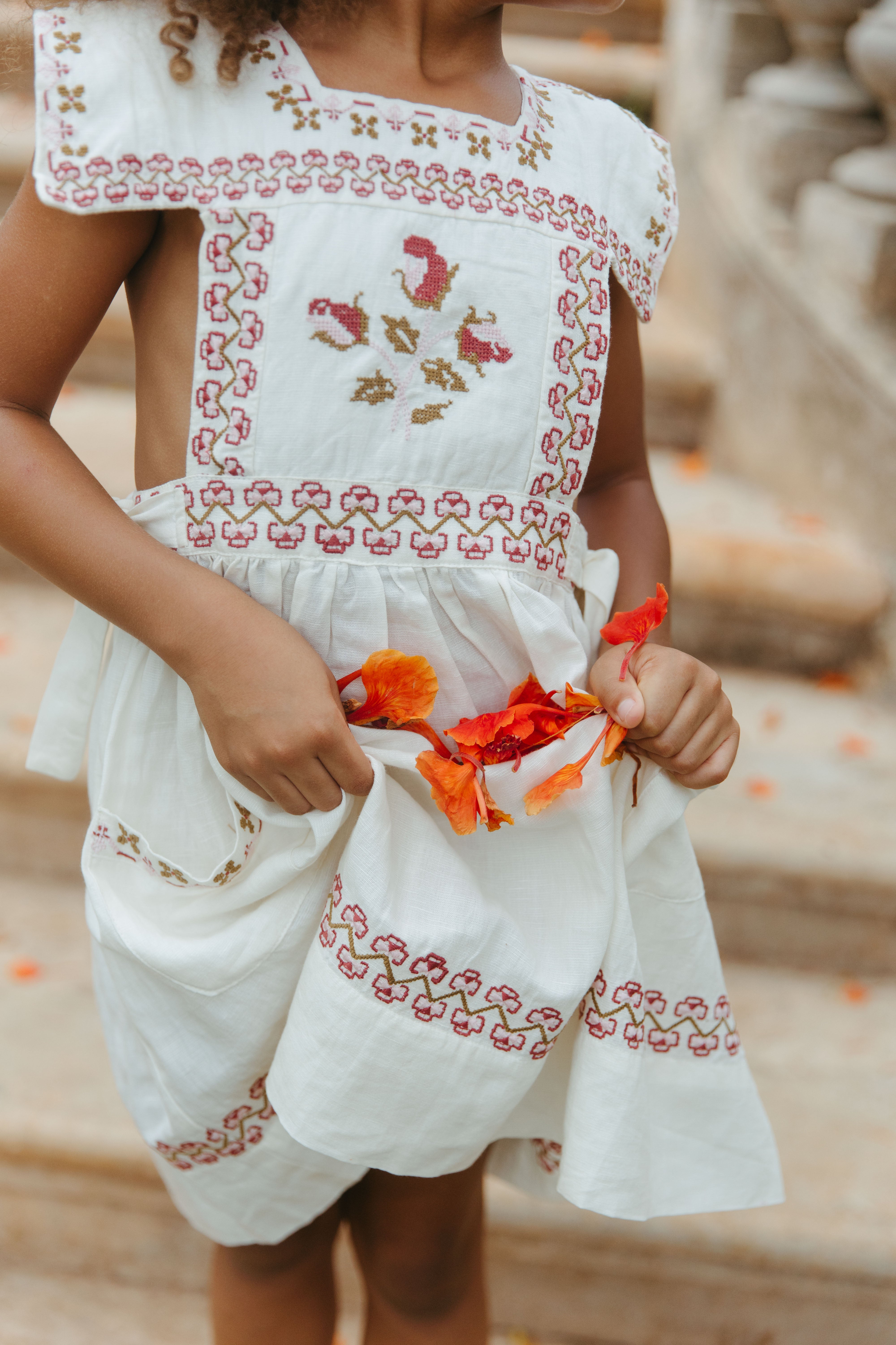 LALi  Polly Pinafore Dress in Antique White