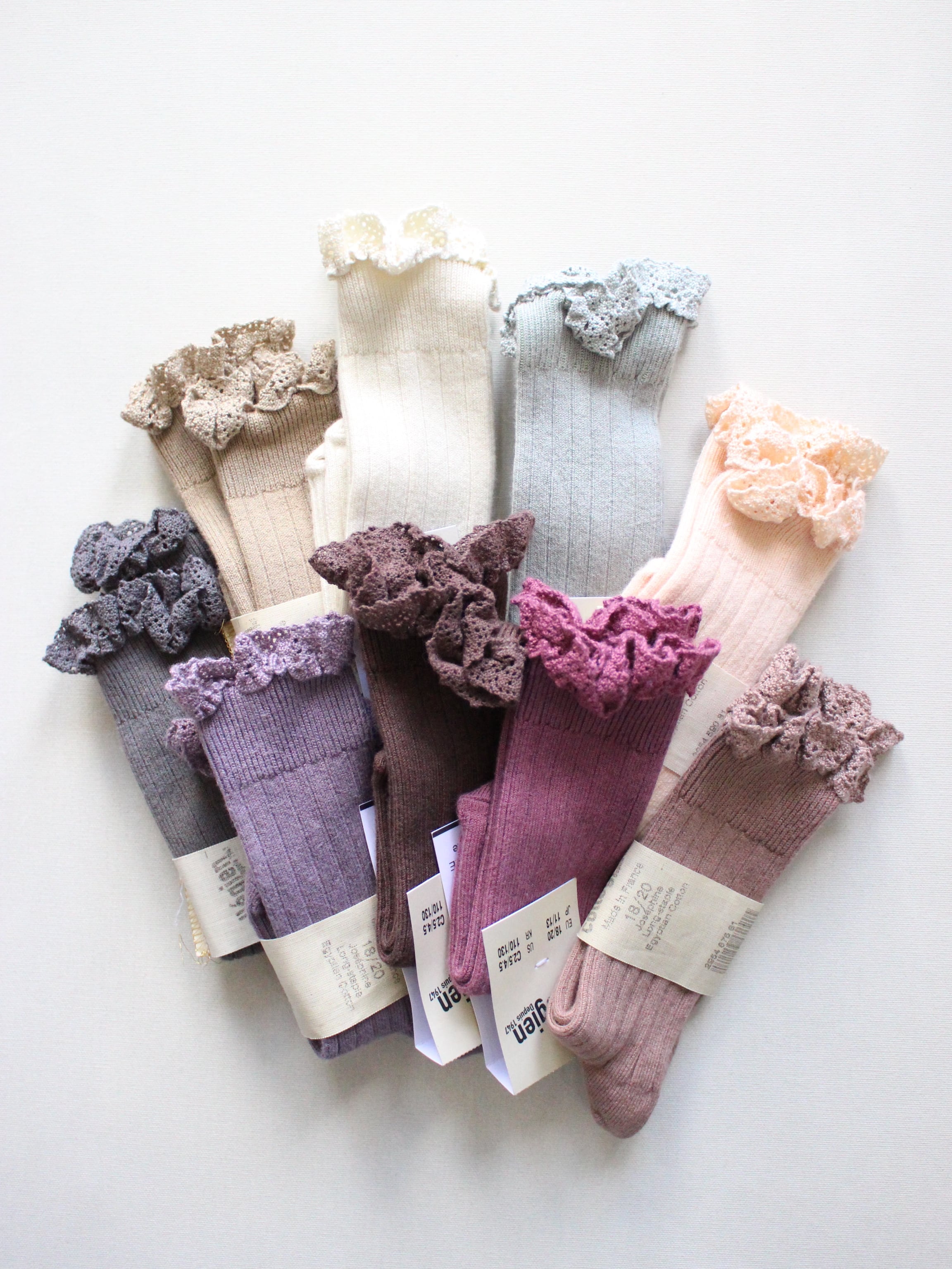collegien Josephine lace-Trim Ribbed Knee-high Socks Doux agneaux