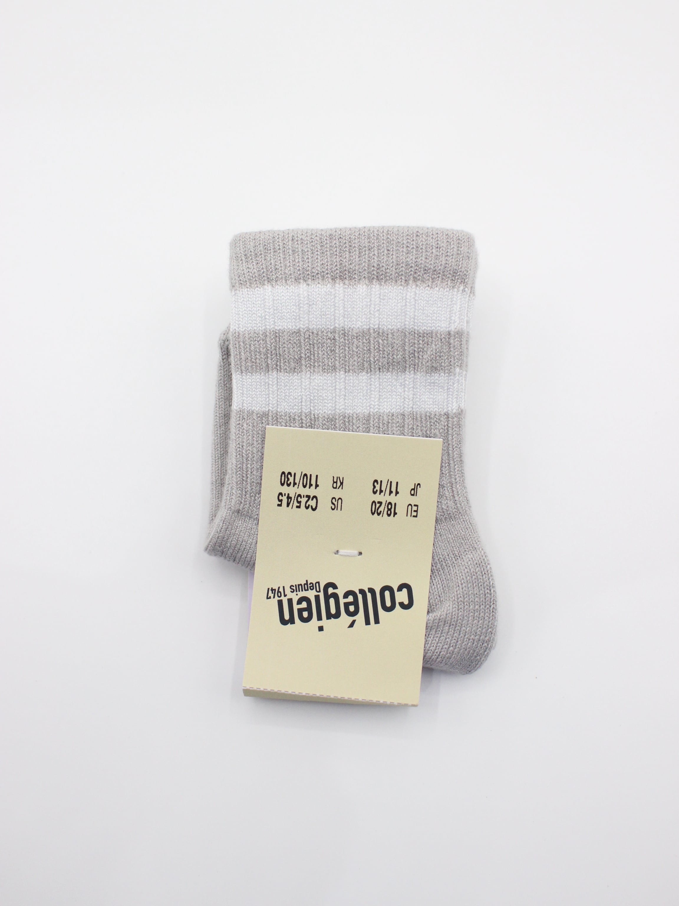 collegien Nico Ribbed Crew Socks Gris Perle