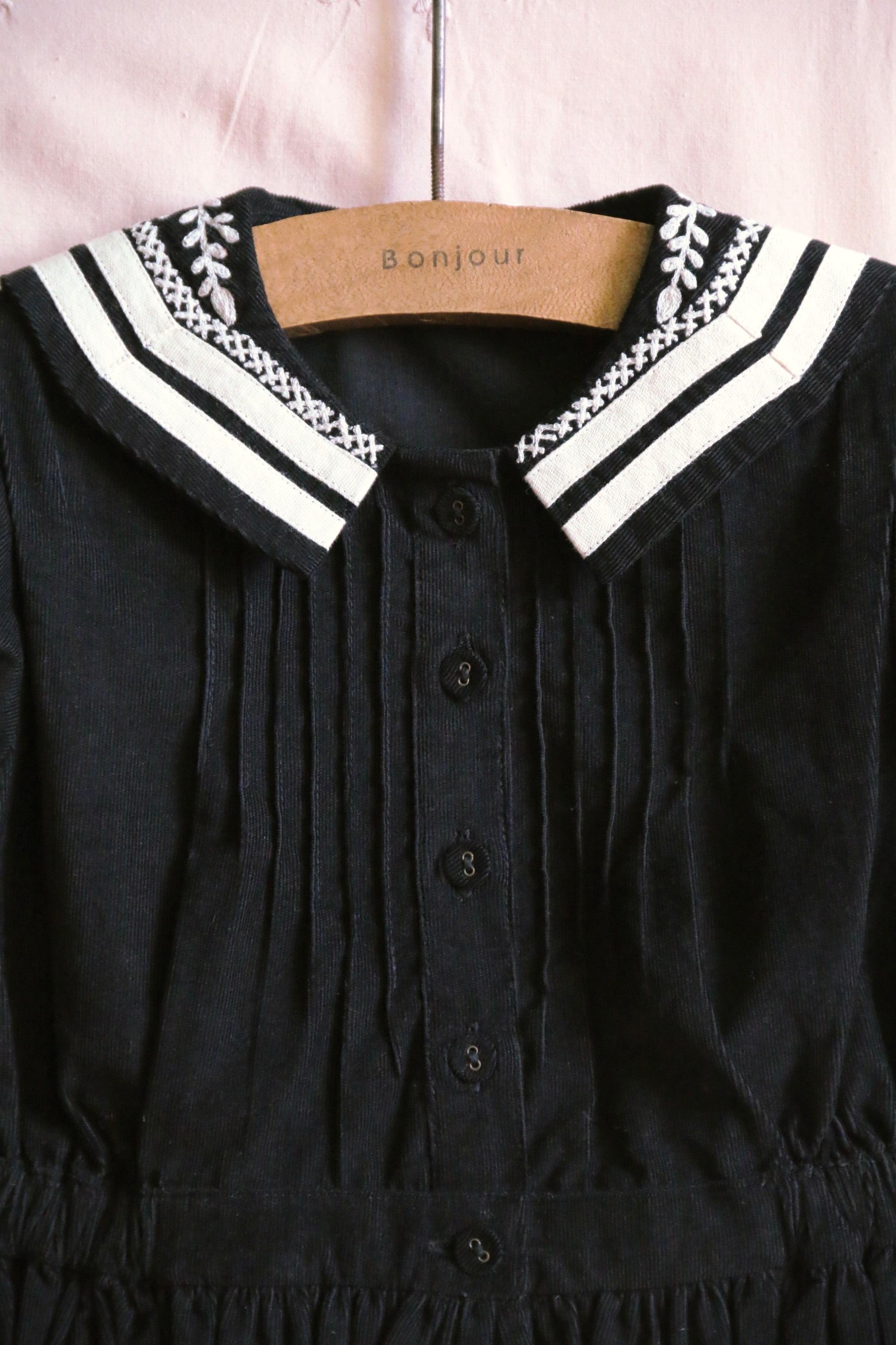 BONJOUR DIARY Sailor blouse black baby cord