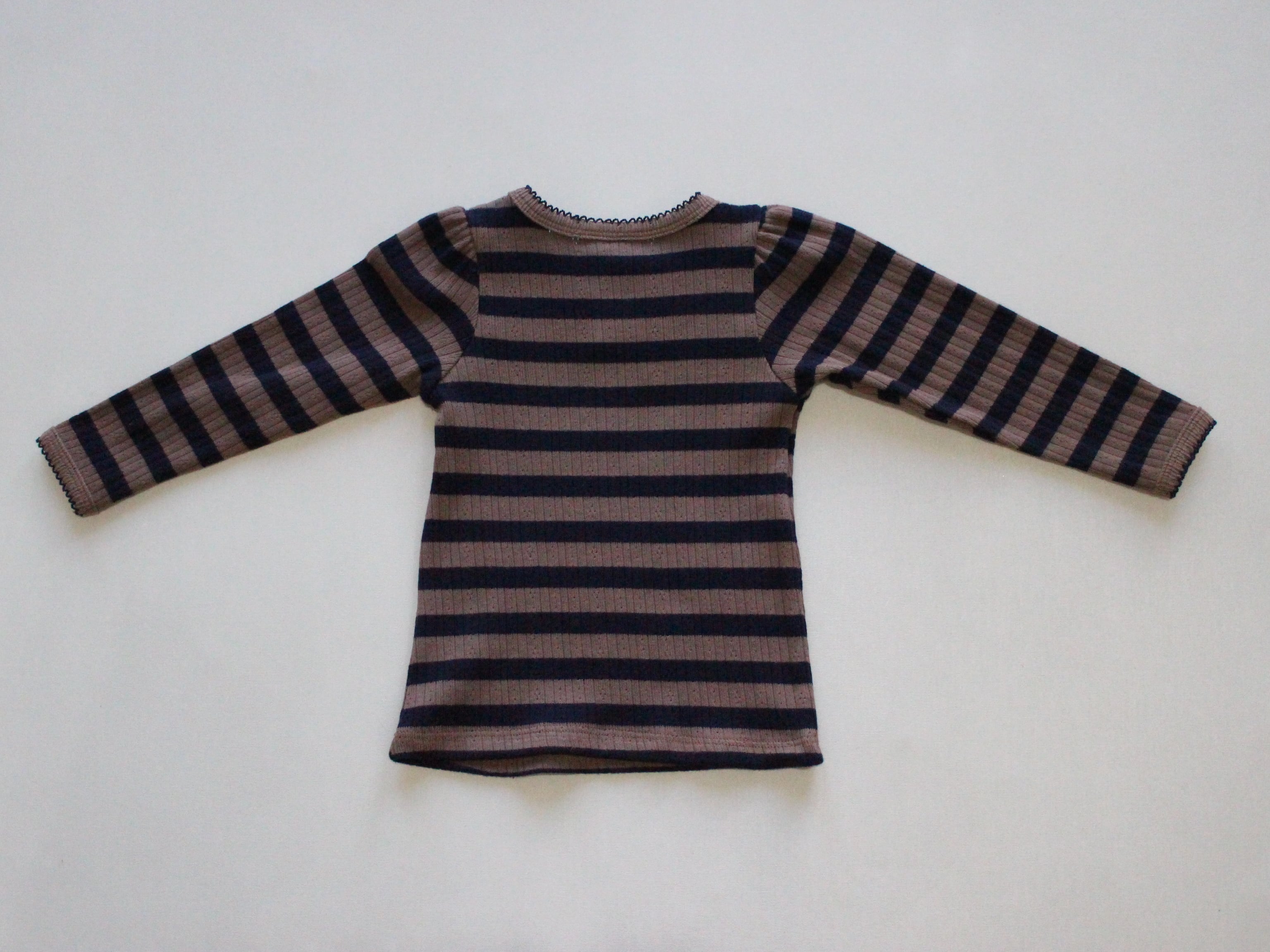 little cotton clothes Organic Pointelle T-shirt Nutmeg Stripe