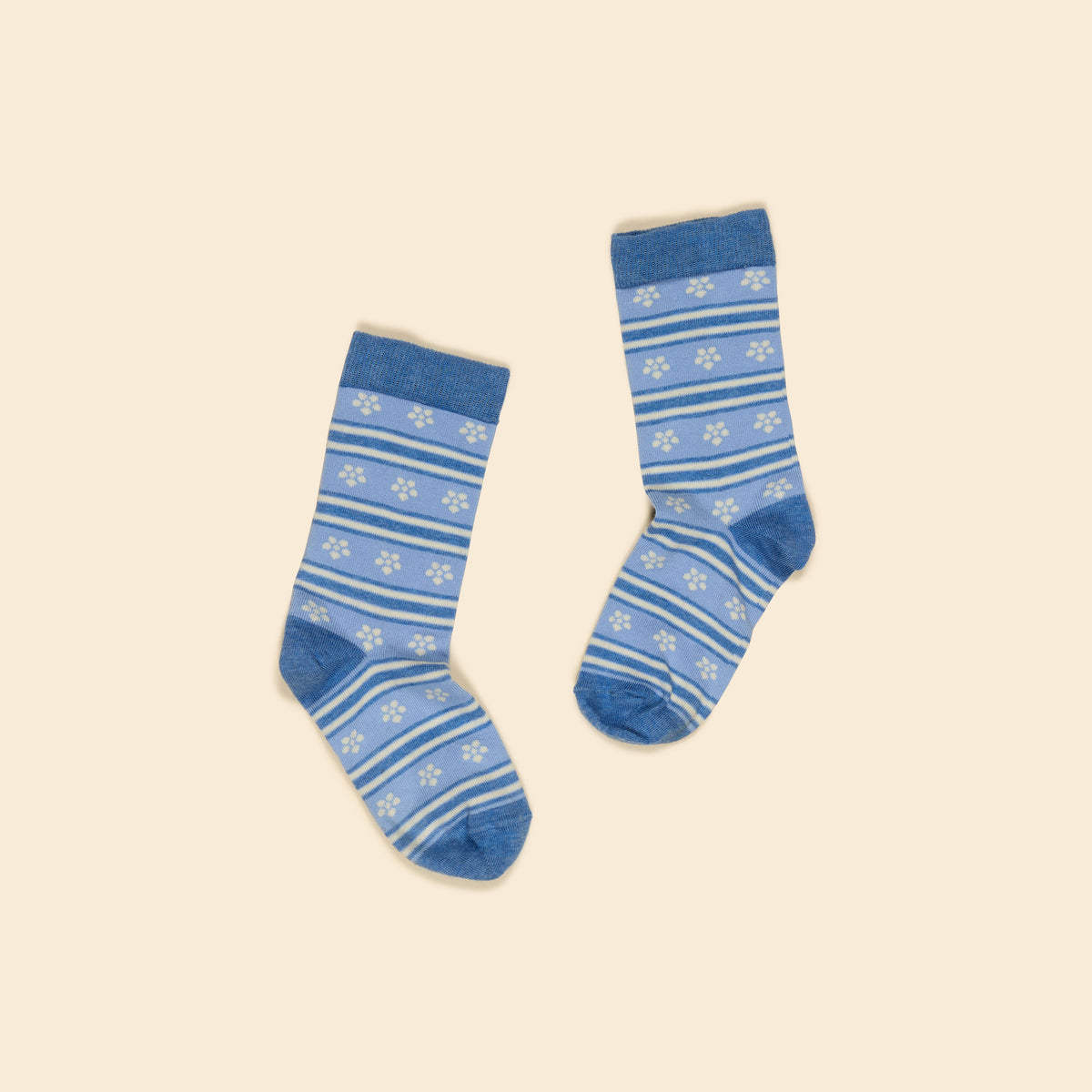 APOLINA  ALPINE FLORAL ANKLE SOCK - BOOK BLUE/MILK