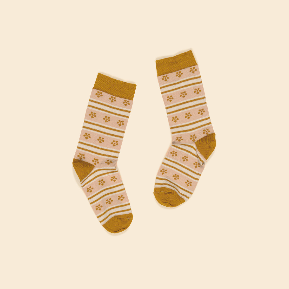 APOLINA  ALPINE FLORAL ANKLE SOCK - CARAMEL/BLUSH