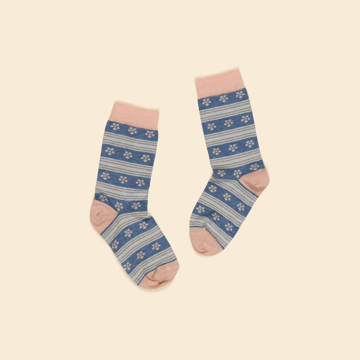 APOLINA  ALPINE FLORAL ANKLE SOCK - DRIED ROSE/LAKE