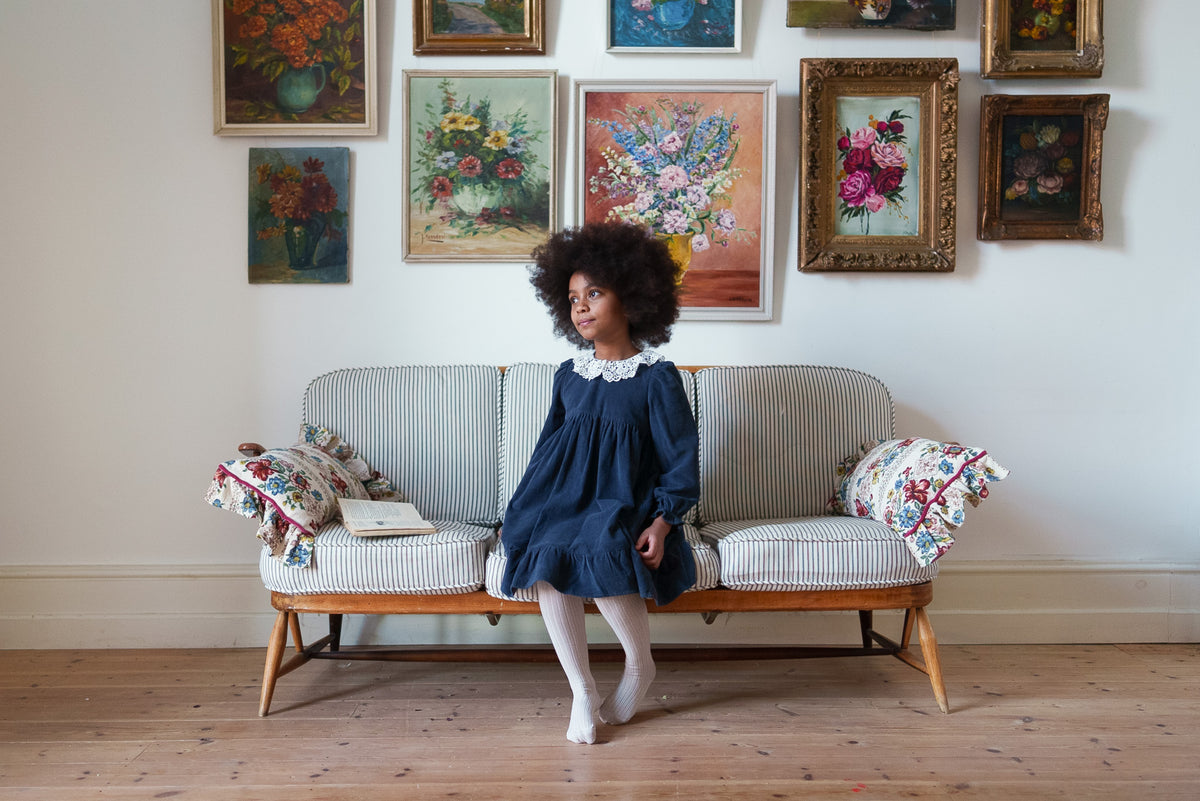 little cotton clothes  Velvet Mila Dress in Midnight
