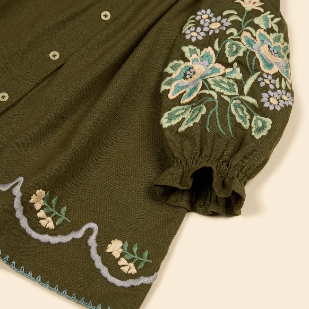 APOLINA  BABY CARINA EMBROIDERED SMOCK - FOREST
