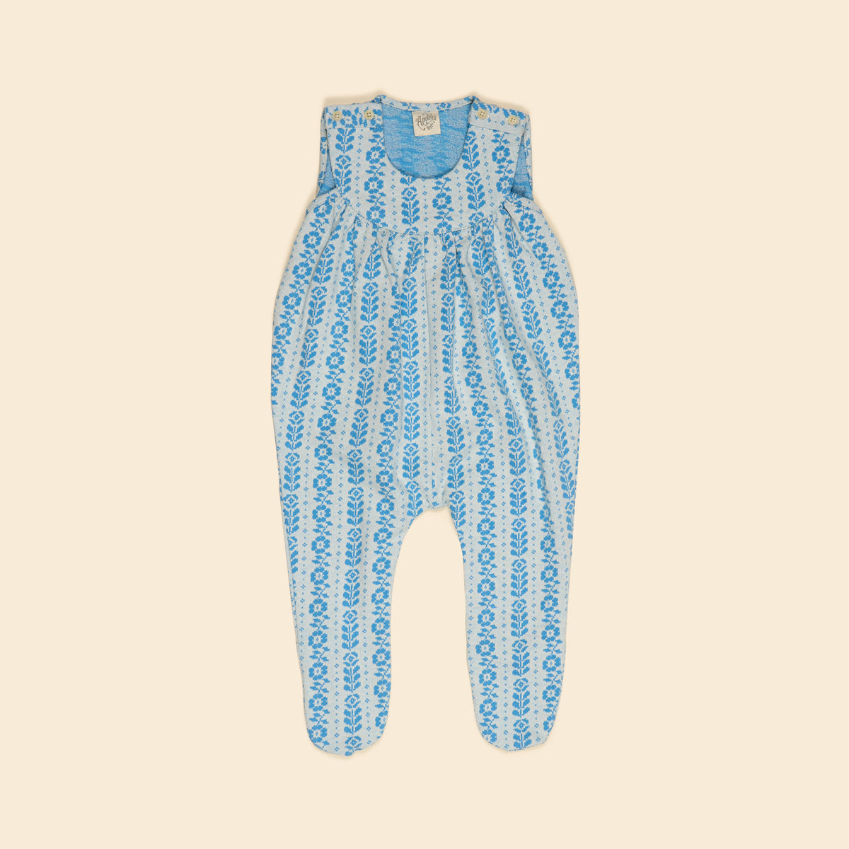 APOLINA  BABY JERSEY HILDA OVERALL ROMPER - NORDIC FLORAL JACQUARD