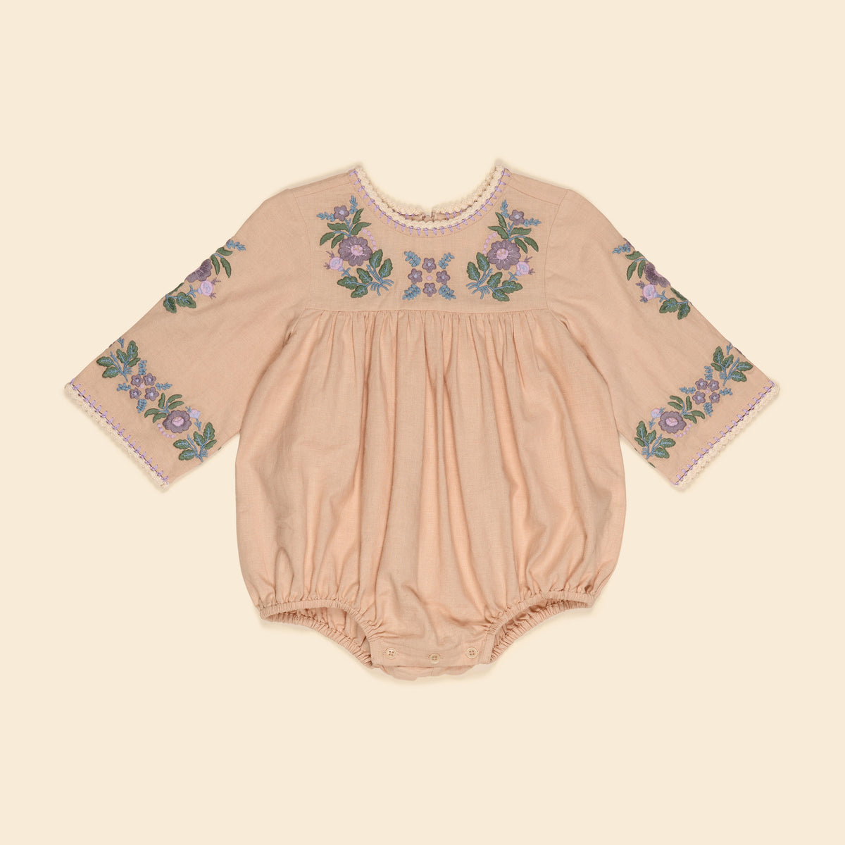 APOLINA  BABY STEVIE LS ROMPER - DRIED ROSE