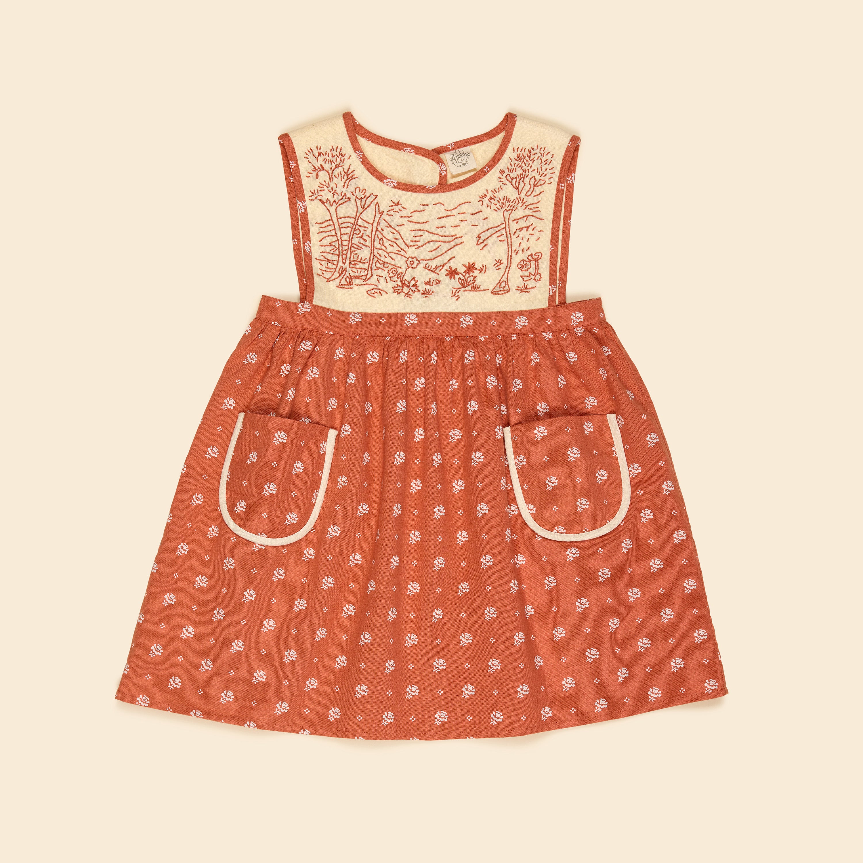 ワンピース apolina / MTO Bibi Pinafore / 3-5y APOLINA BIBI HAND EMBROIDERED PINAFORE - MOUNTAIN CALICO JAM