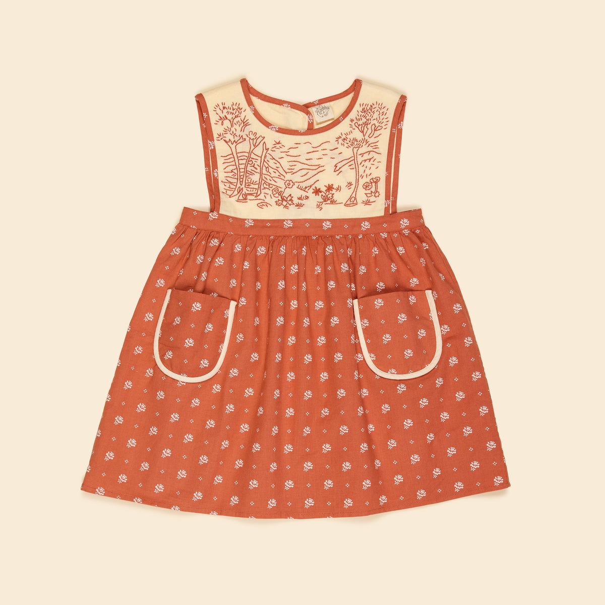 APOLINA  BIBI HAND EMBROIDERED PINAFORE - MOUNTAIN CALICO JAM
