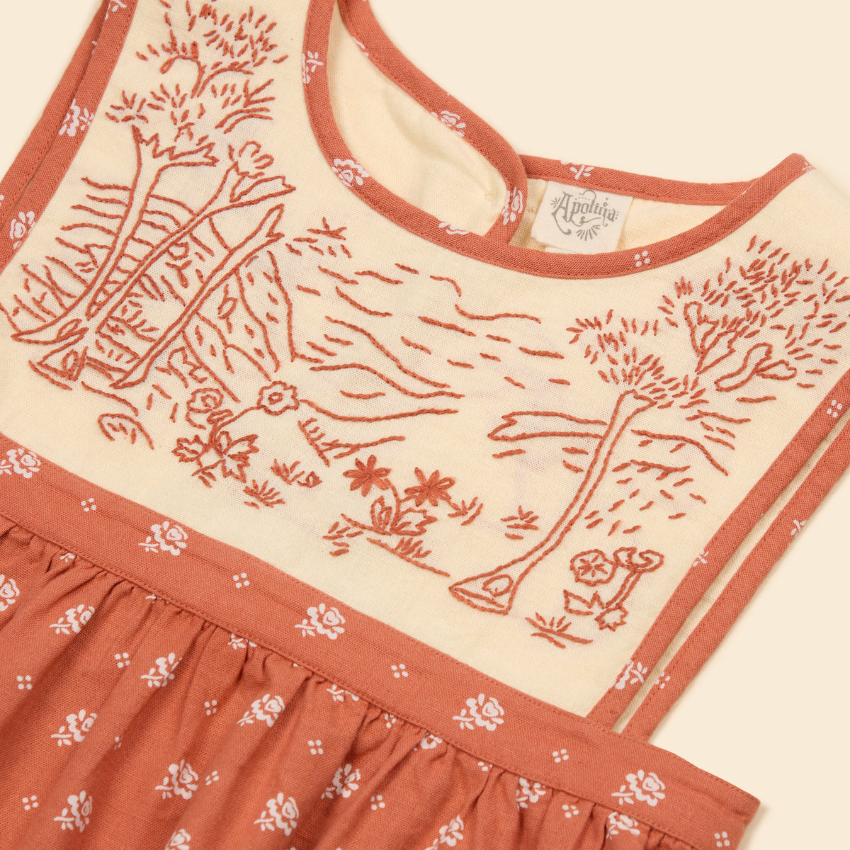 APOLINA  BIBI HAND EMBROIDERED PINAFORE - MOUNTAIN CALICO JAM