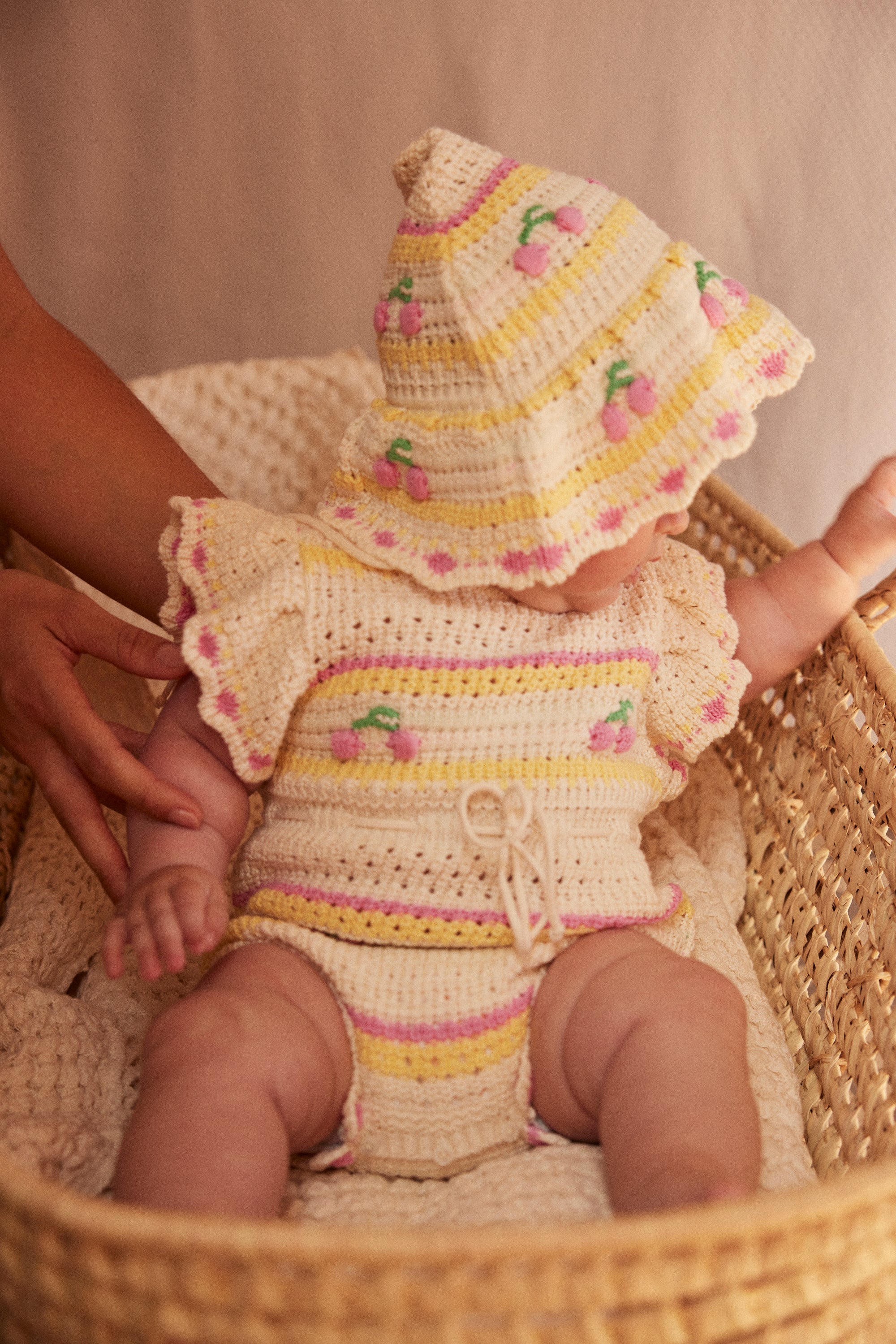 Bebe Organic  Paloma Sunhat  Cherry Stripe