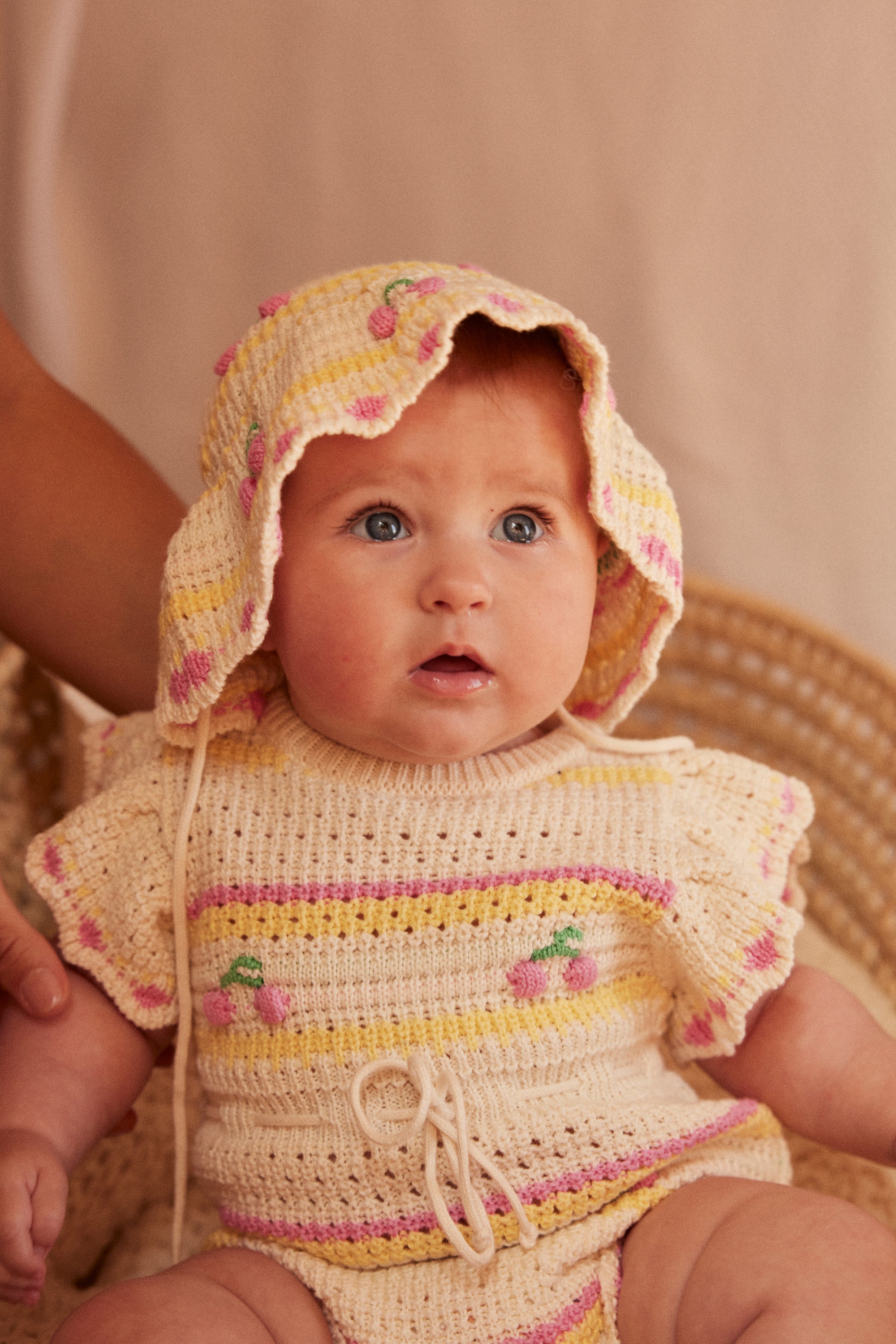 Bebe Organic  Paloma Sunhat  Cherry Stripe