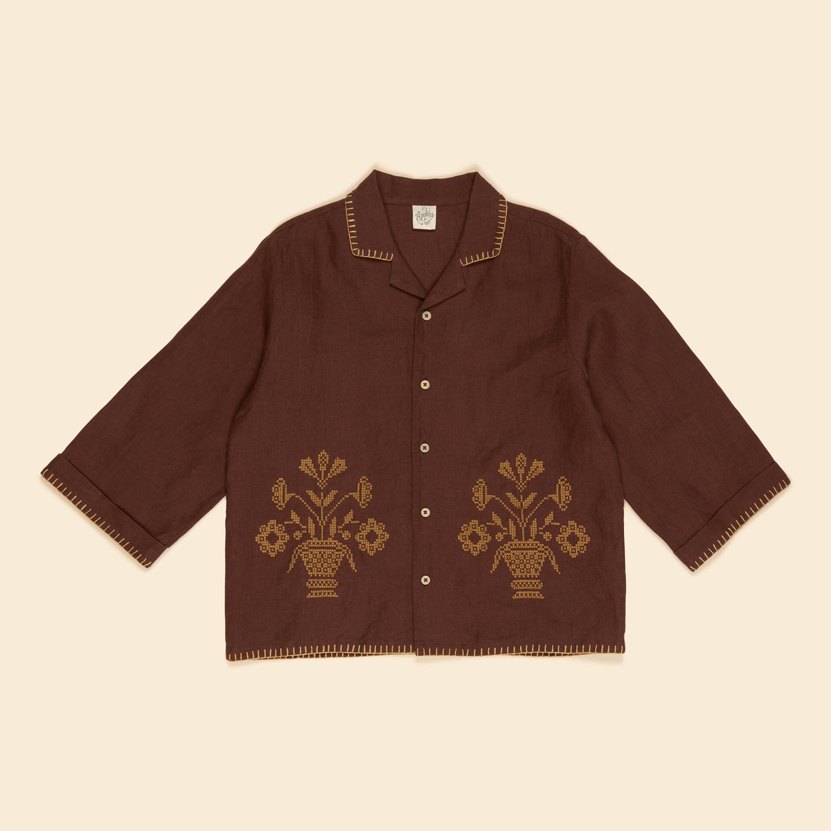 APOLINA  DONNY LS SHIRT - DARK CHOCOLATE