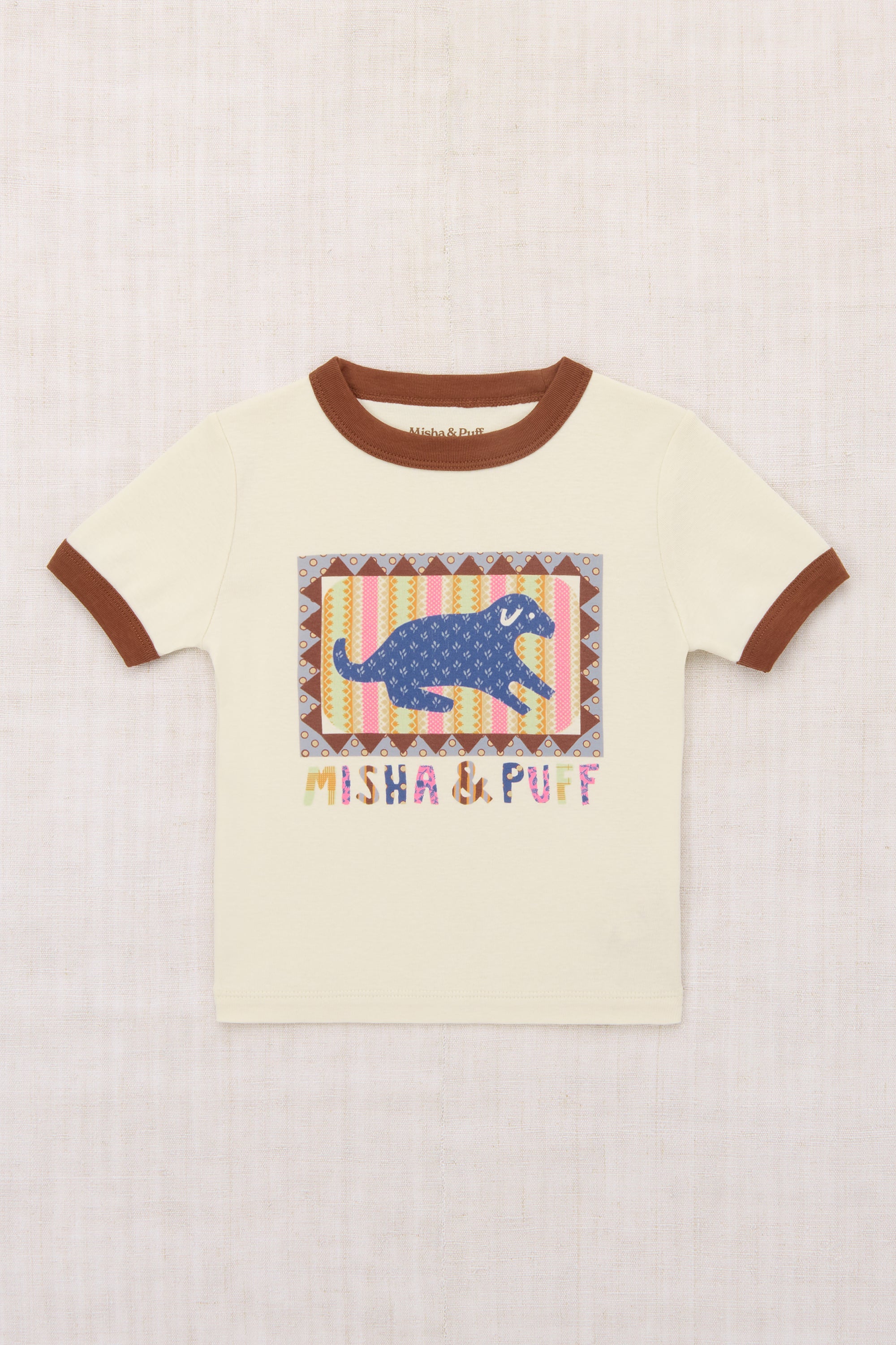 Misha & Puff　DOG COLLAGE RIGER TEE  MARZIPAN  26ss Drop1