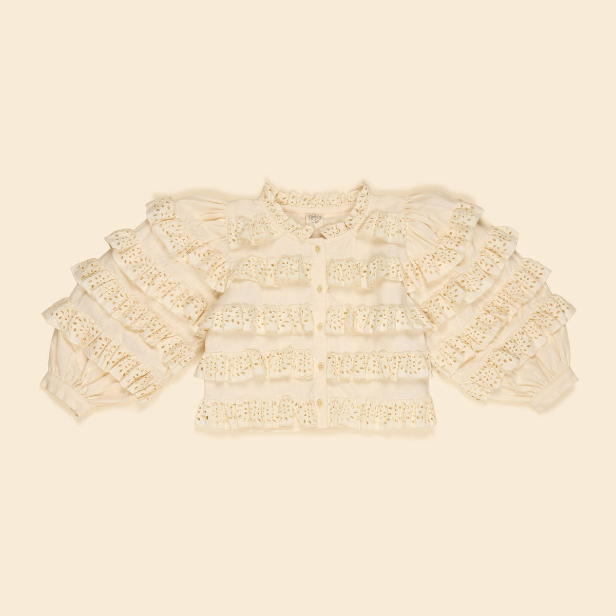 APOLINA  FIRA LS BLOUSE - MILK-CREAM