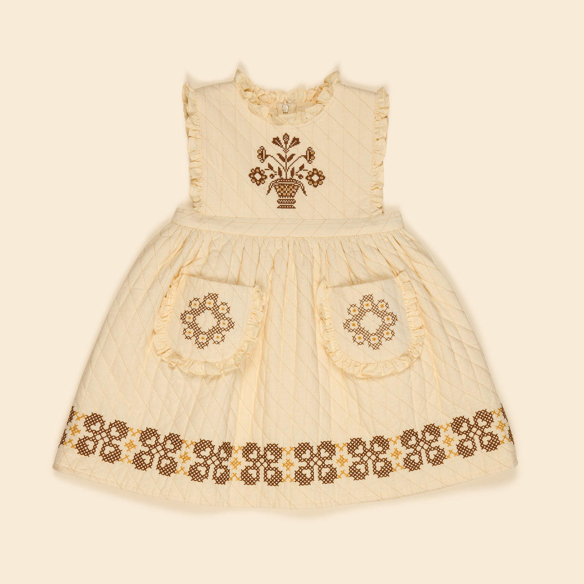 APOLINA  IDA QUILTED DRESS - CREAM