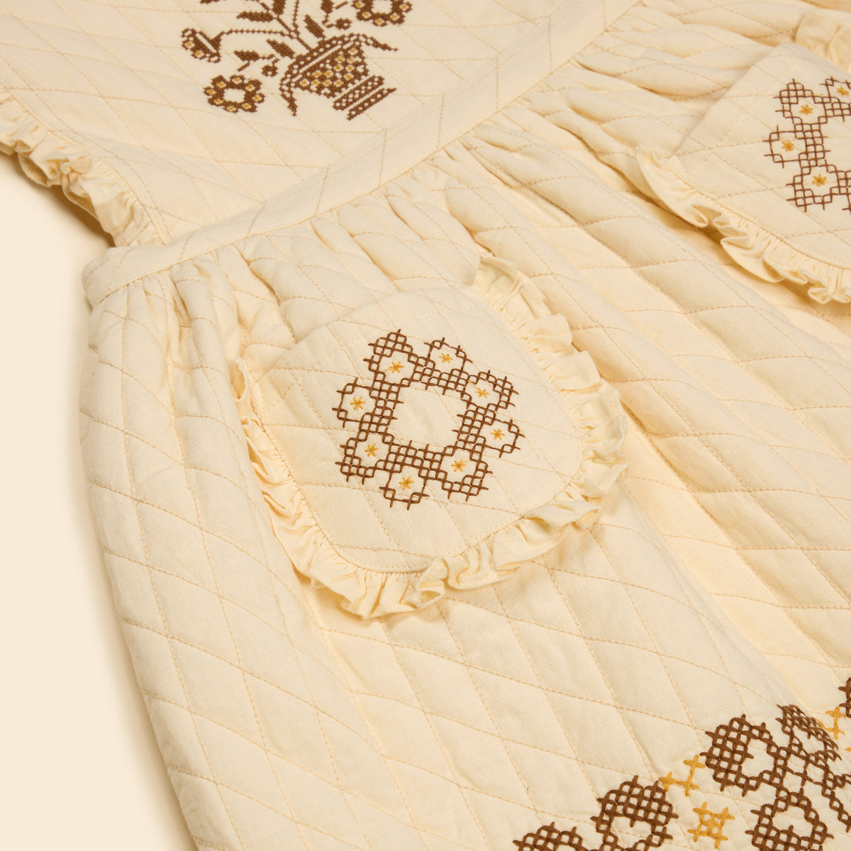 APOLINA  IDA QUILTED DRESS - CREAM
