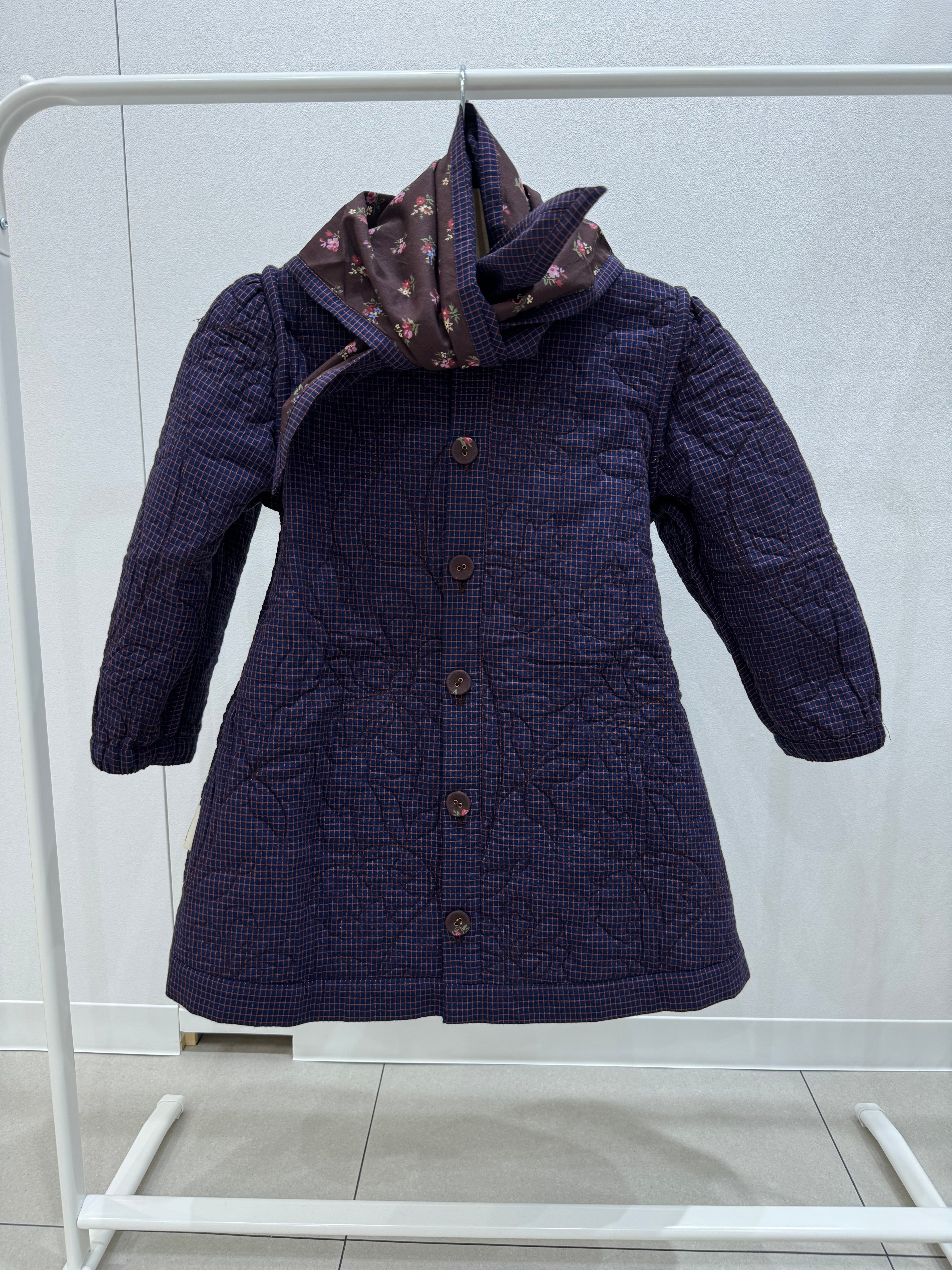 BONJOUR DIARY Quilted dress coat with scarf リバーシブルコート
