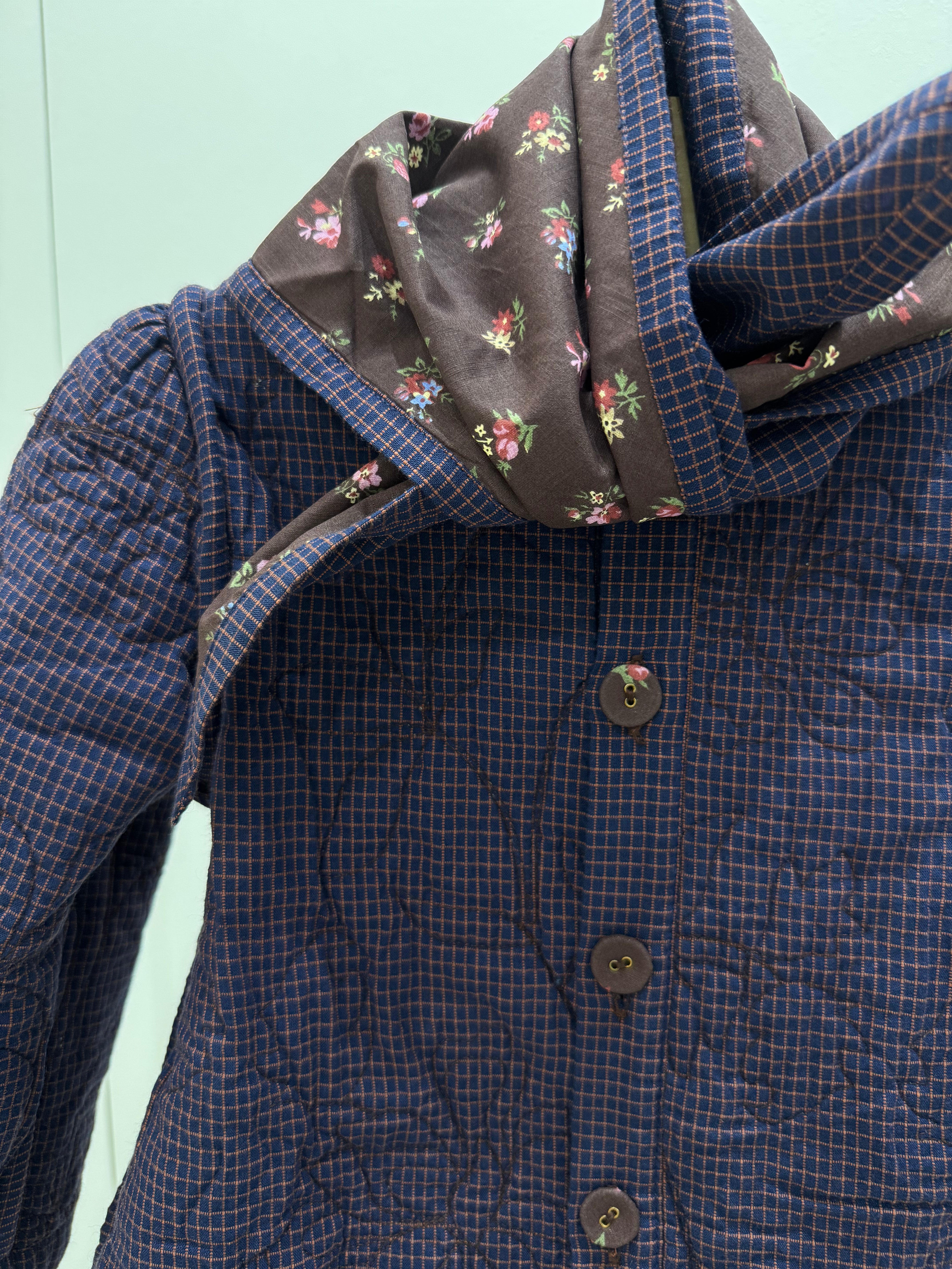 BONJOUR DIARY Quilted dress coat with scarf リバーシブルコート