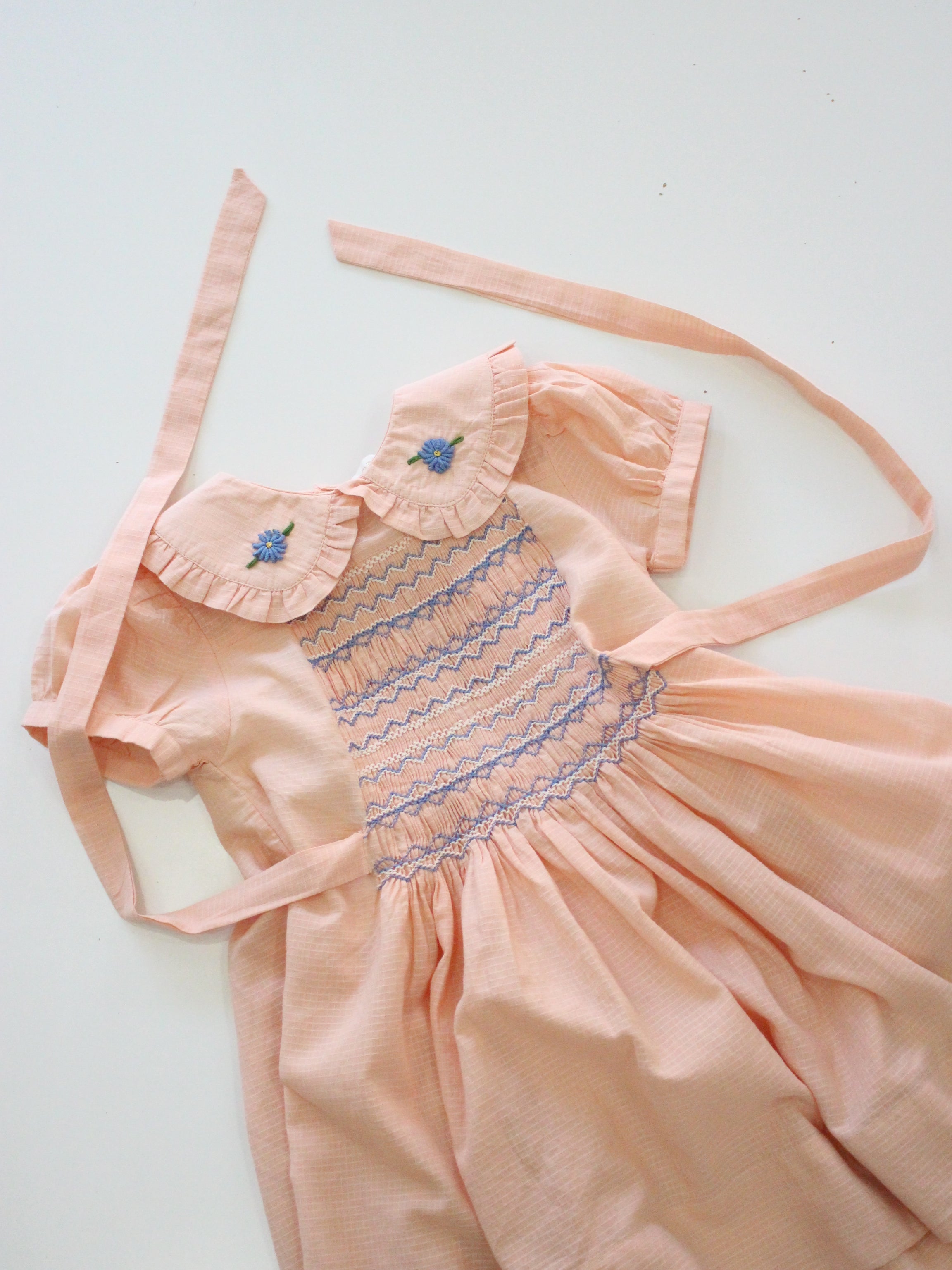 BONJOUR DIARY Handsmock dress Pink check voile