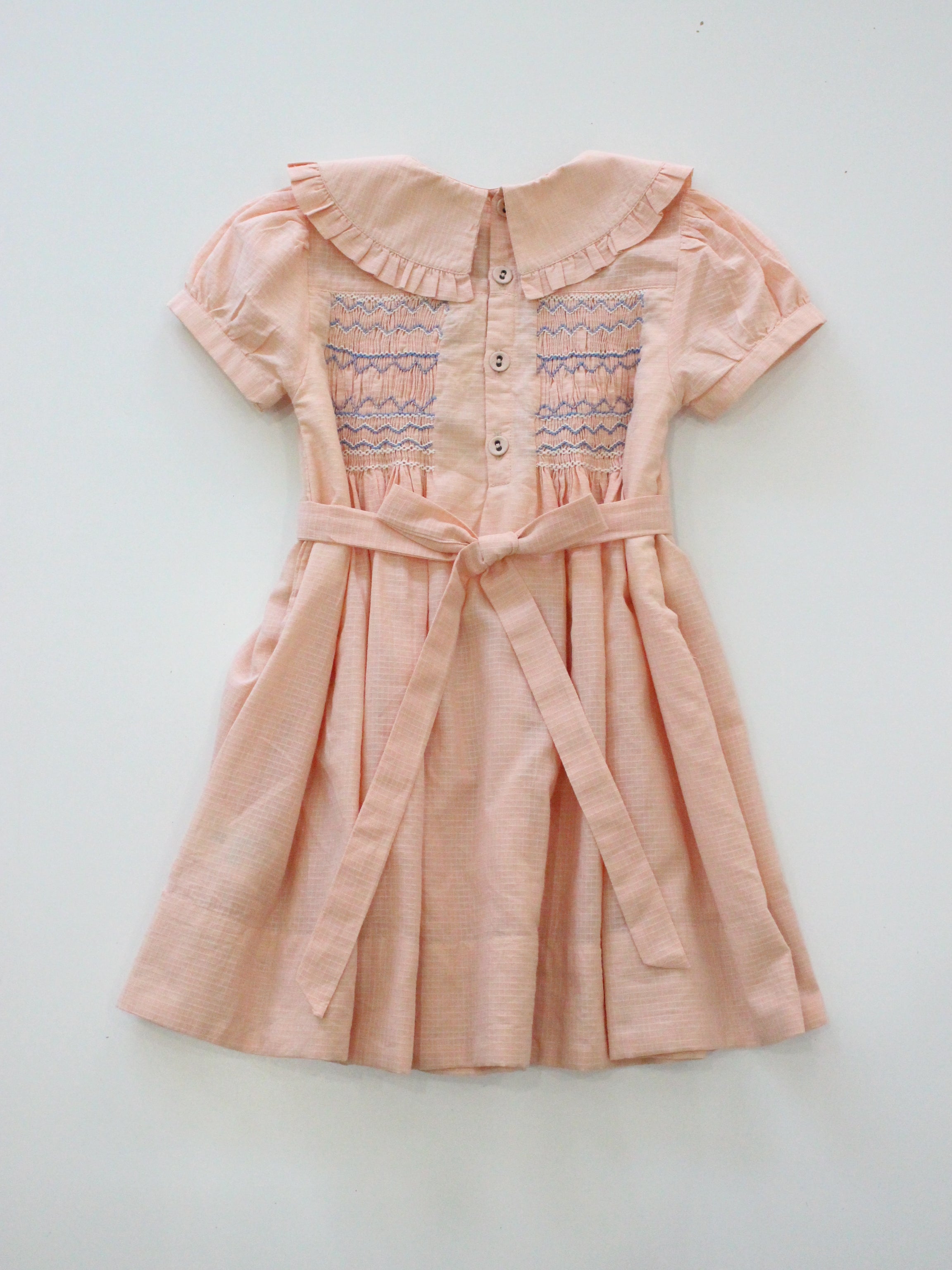 BONJOUR DIARY Handsmock dress Pink check voile