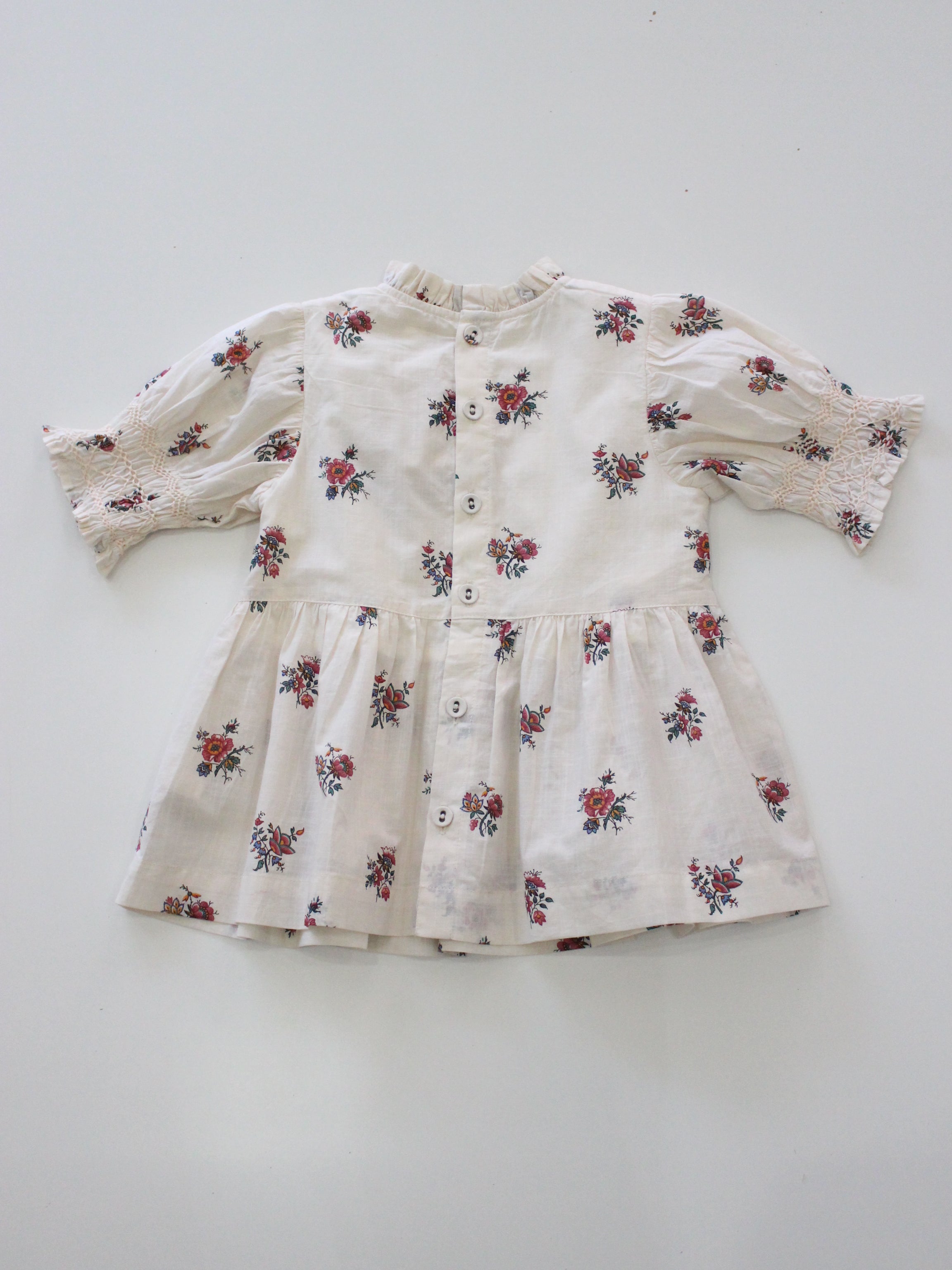 BONJOUR DIARY  Handsmocks blouse Garden flowers print - cotton voile