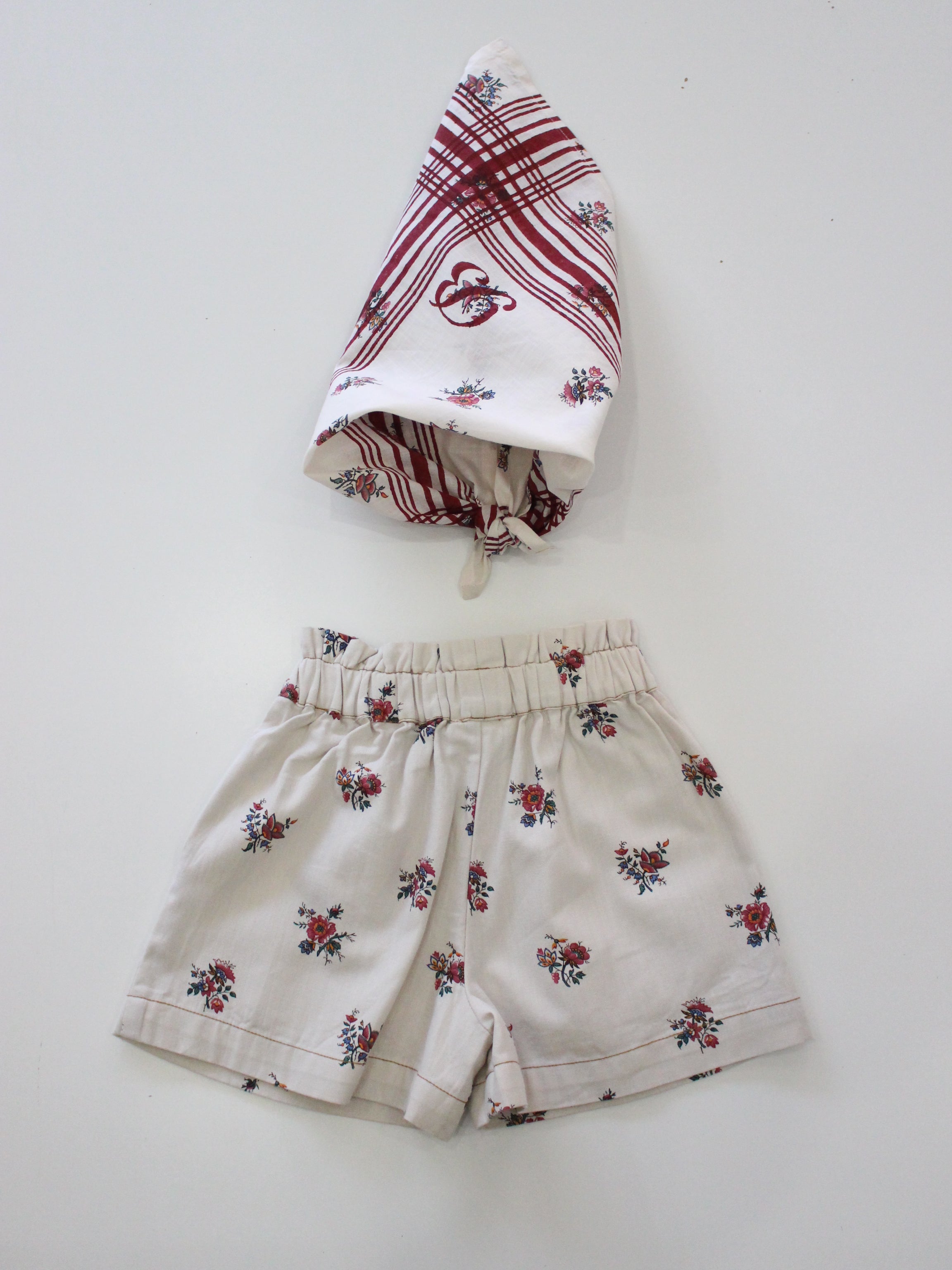 BONJOUR DIARY   Shorts with scarf Garden flowers print - Denim
