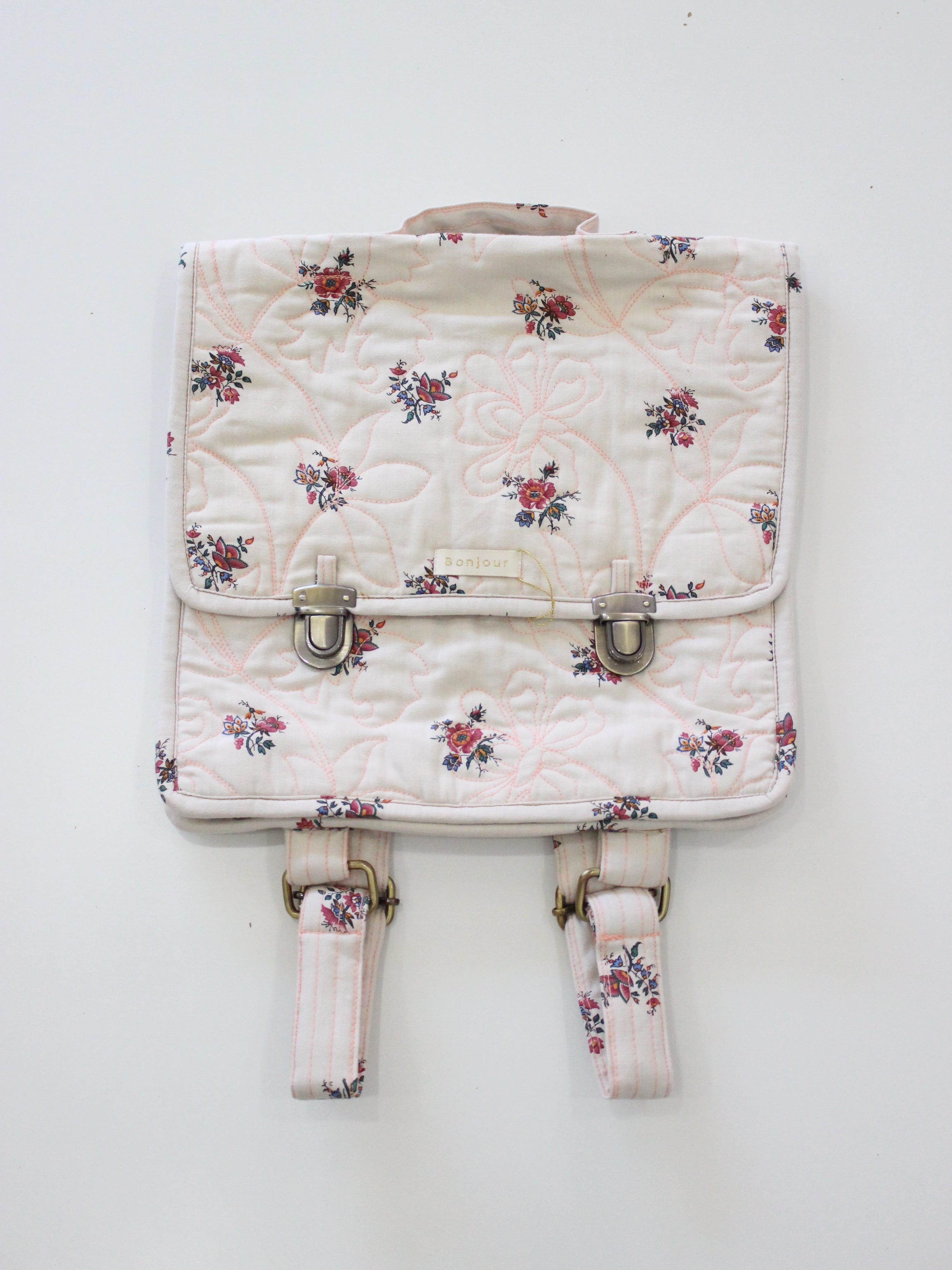 BONJOUR DIARY   School bag Garden flower print - DENIM　