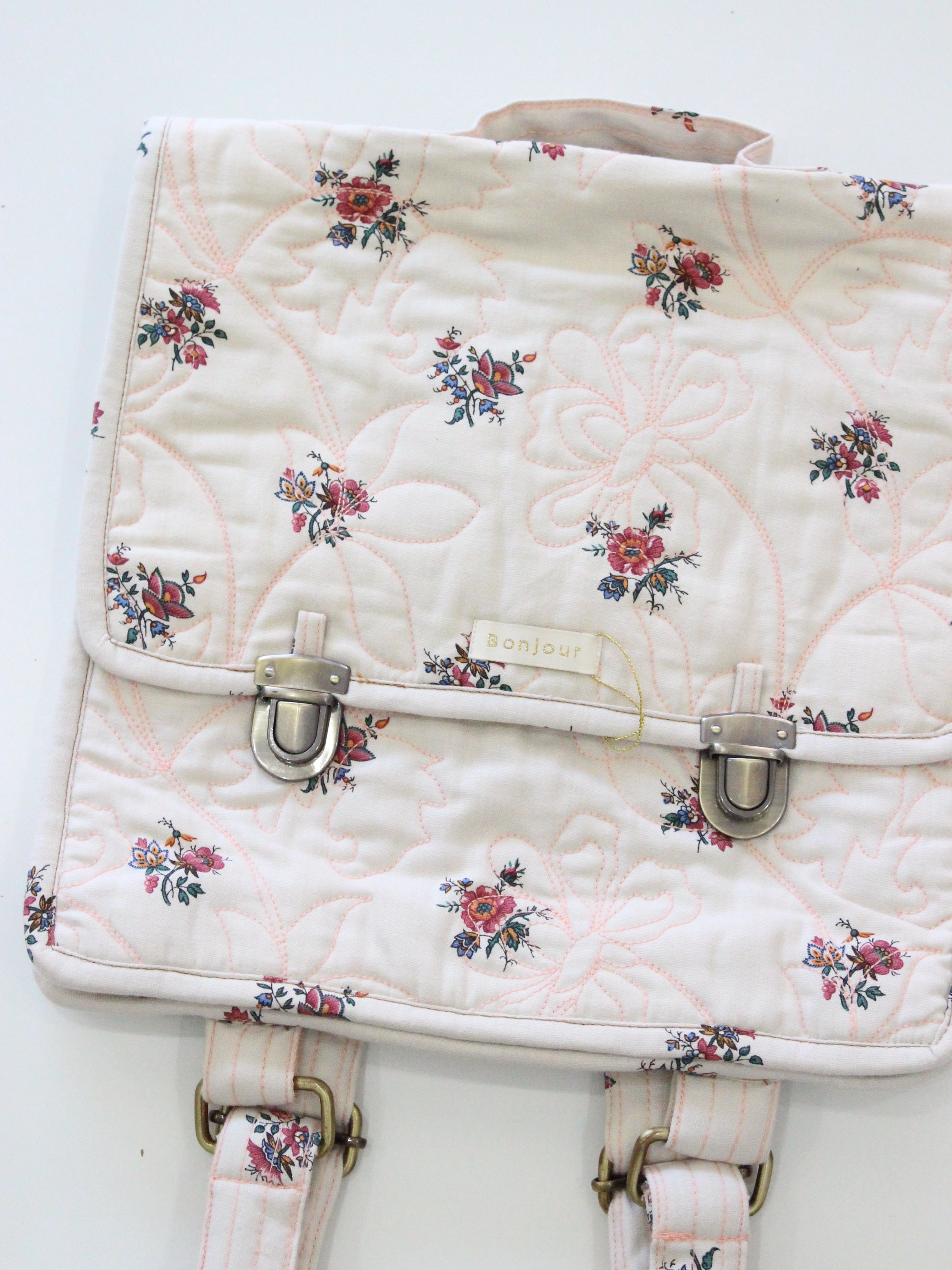 BONJOUR DIARY   School bag Garden flower print - DENIM　