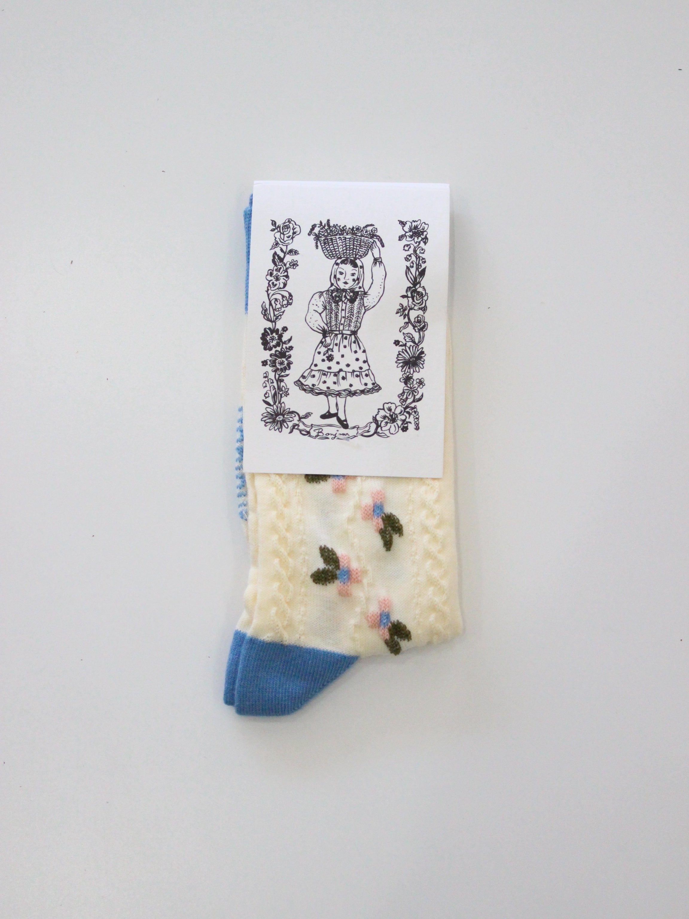 BONJOUR DIARY   "Farandole" flower socks Blue