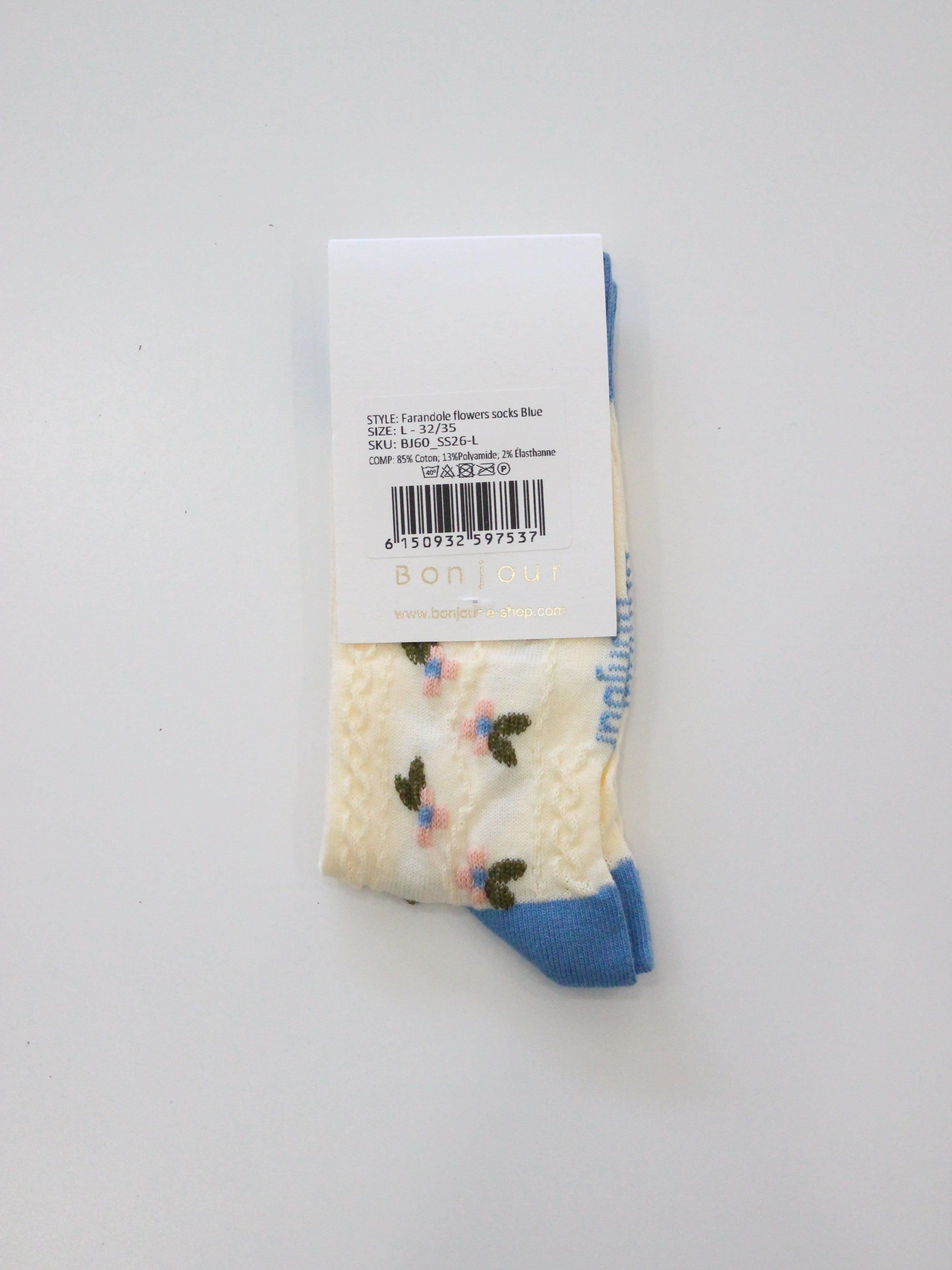 BONJOUR DIARY   "Farandole" flower socks Blue