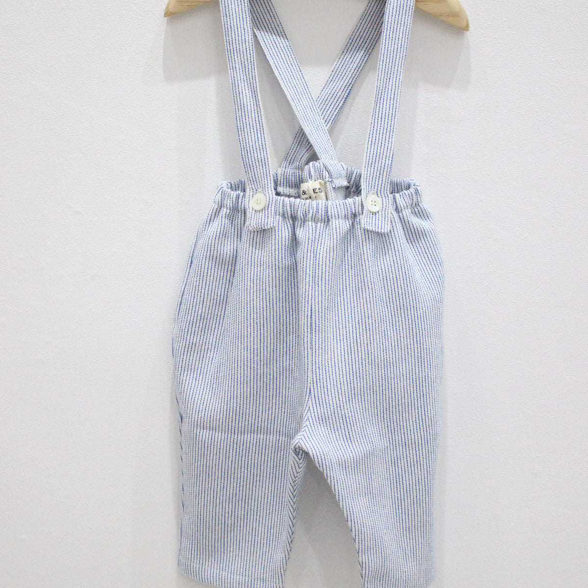 BABE & TESS Striped overalls Azure blue