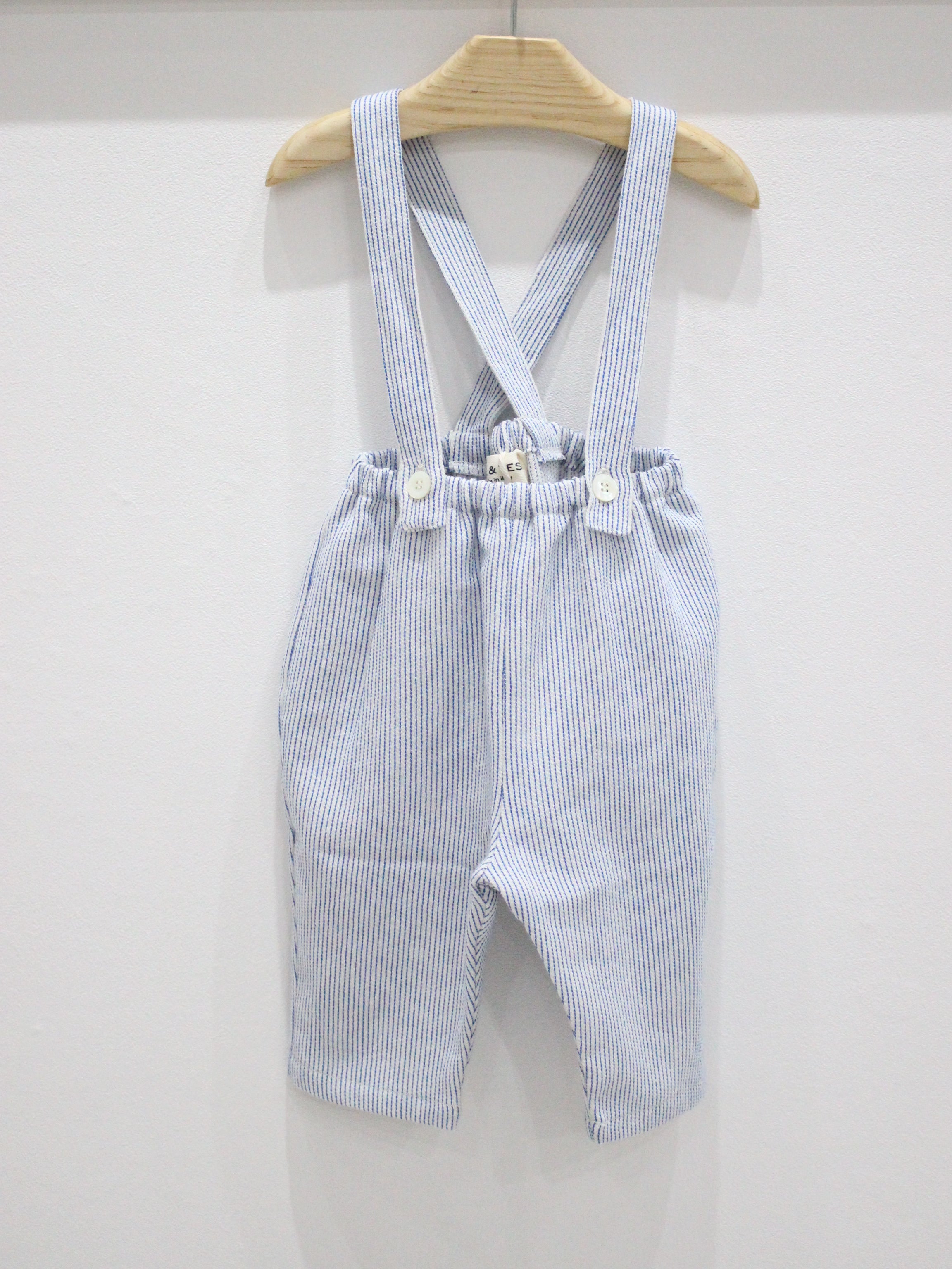 BABE & TESS  Striped overalls  Azure blue