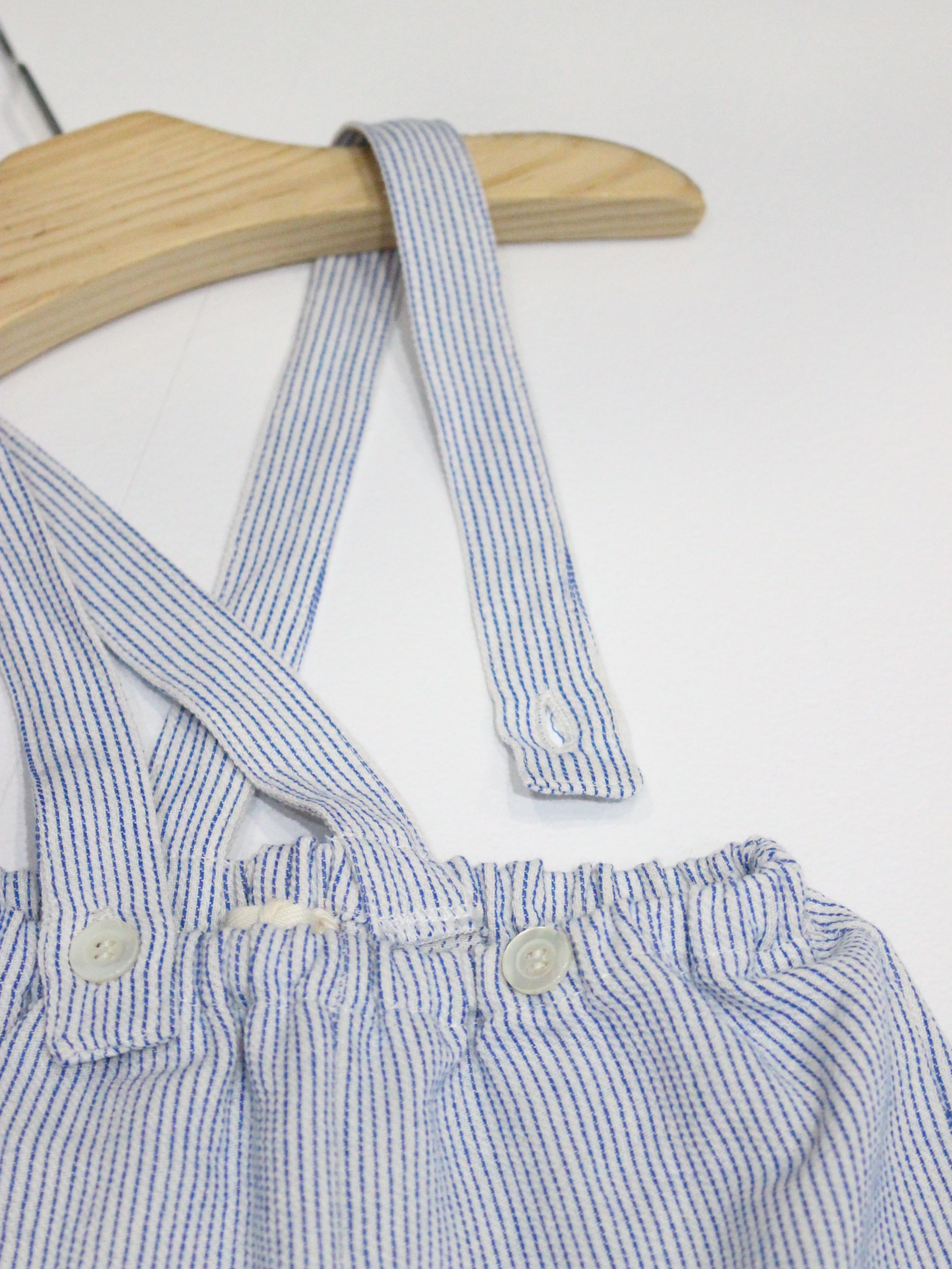 BABE & TESS  Striped overalls  Azure blue