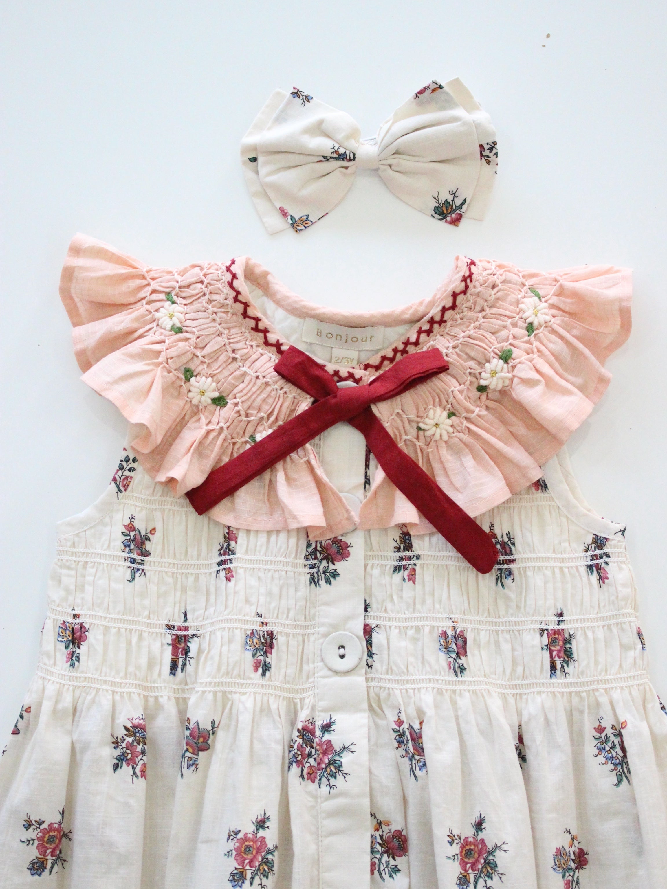 BONJOUR DIARY Tunique with hair clip Garden flowers print - cotton voi