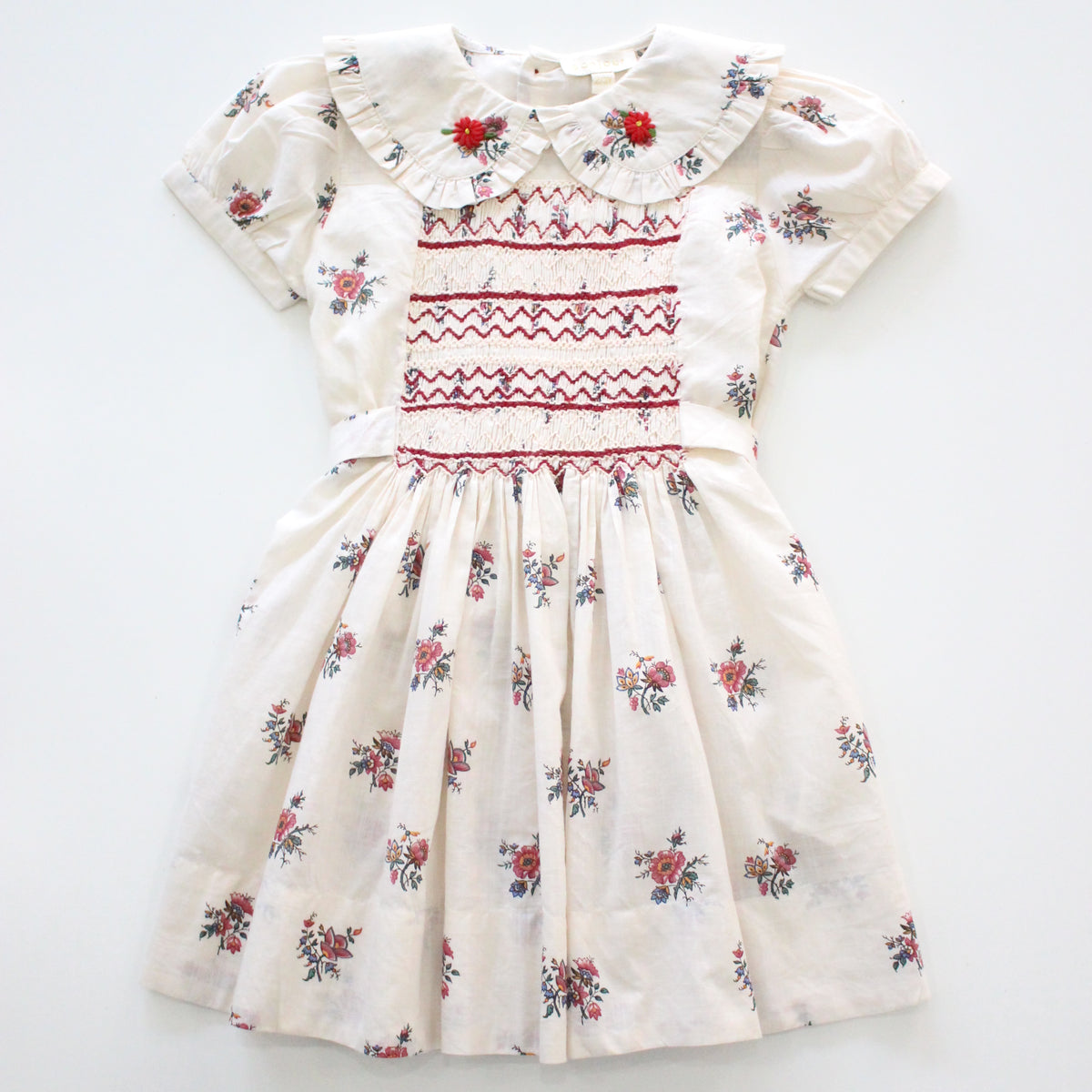BONJOUR DIARY Handsmock dress Garden flowers print - cotton voile