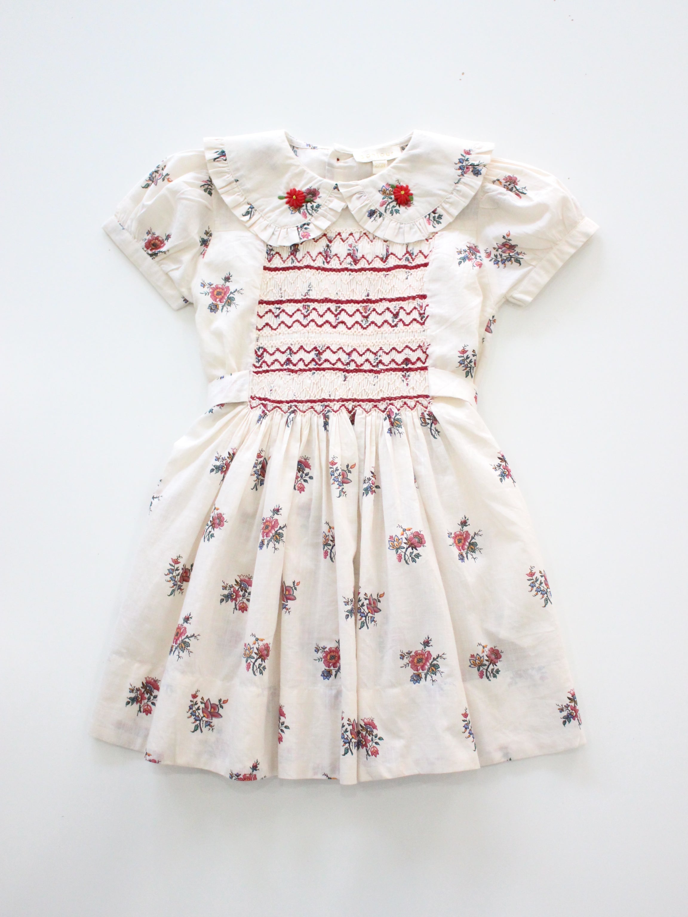 BONJOUR DIARY  Handsmock dress Garden flowers print - cotton voile