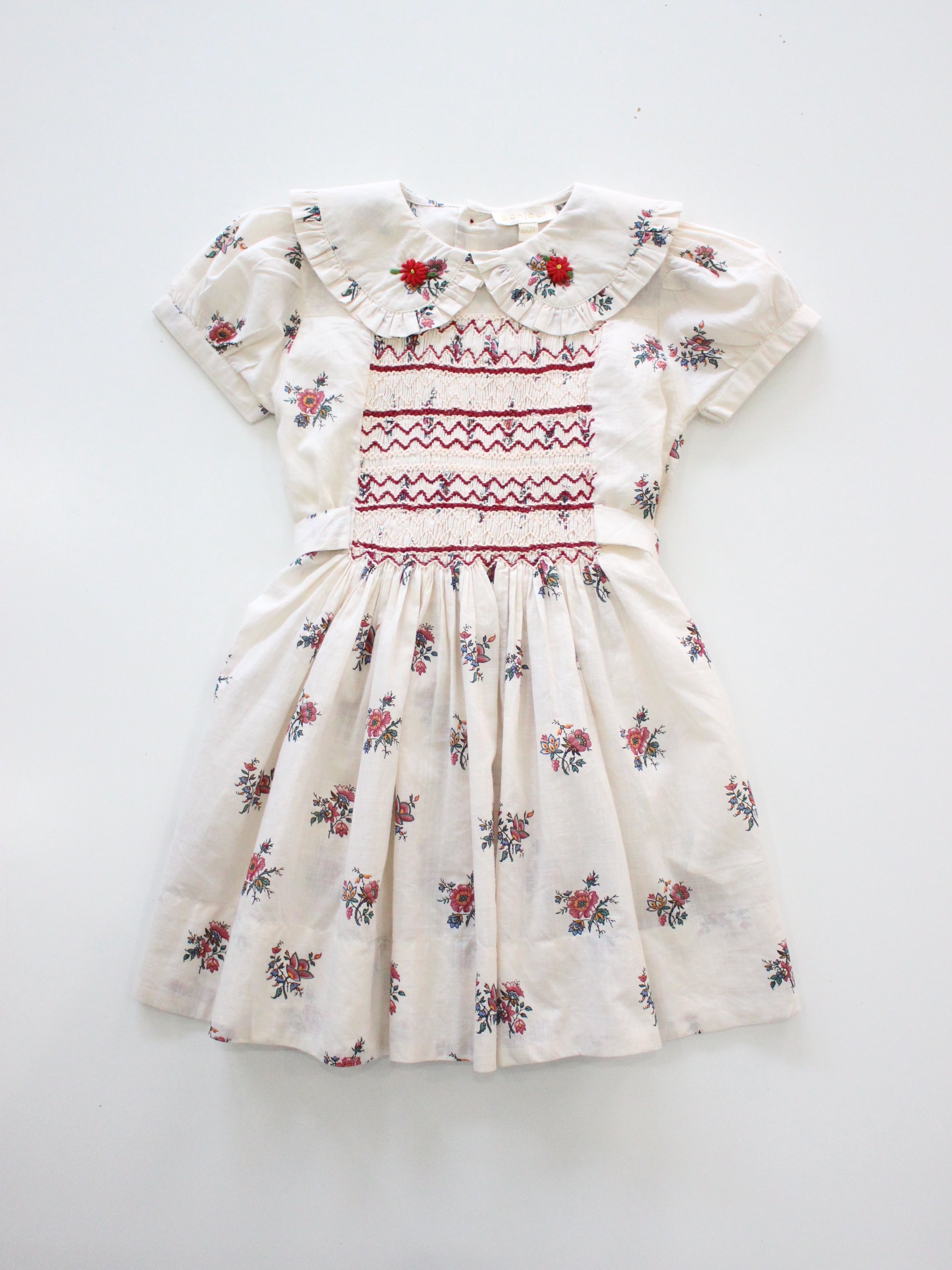BONJOUR DIARY Handsmock dress Garden flowers print - cotton voile