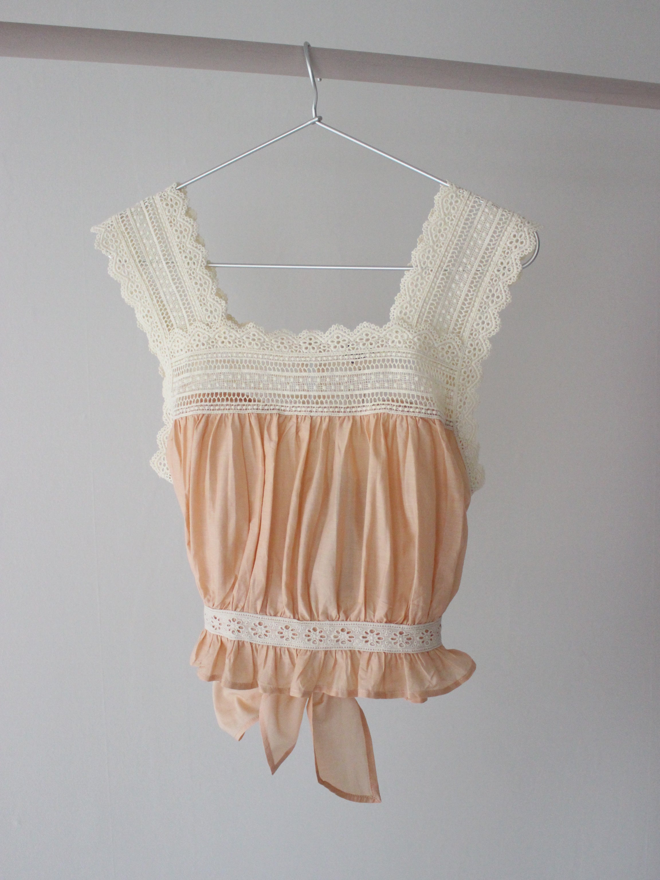 Suranné    Top with lace Pink cotton silk   大人SIZE
