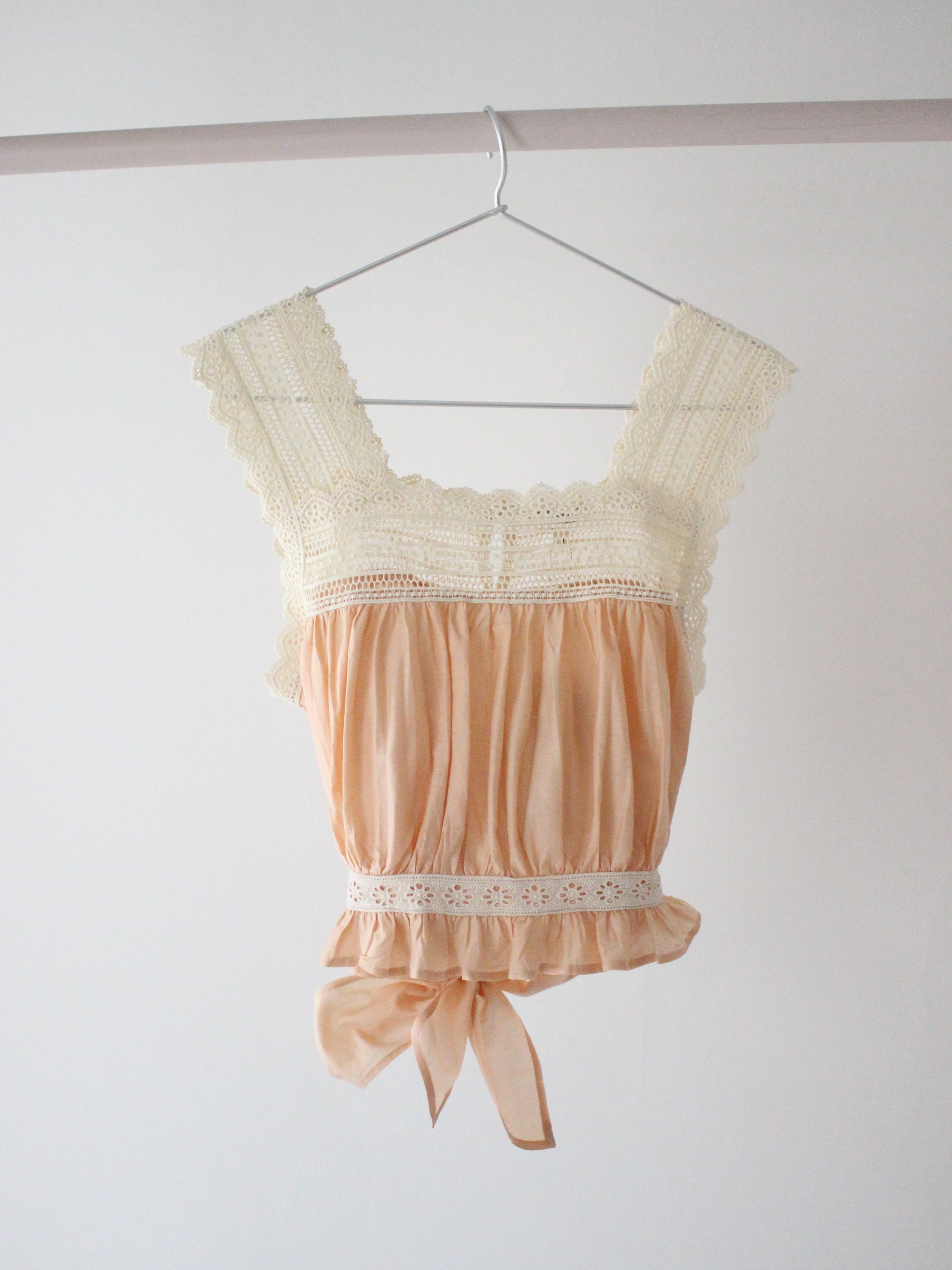 Suranné    Top with lace Pink cotton silk   大人SIZE
