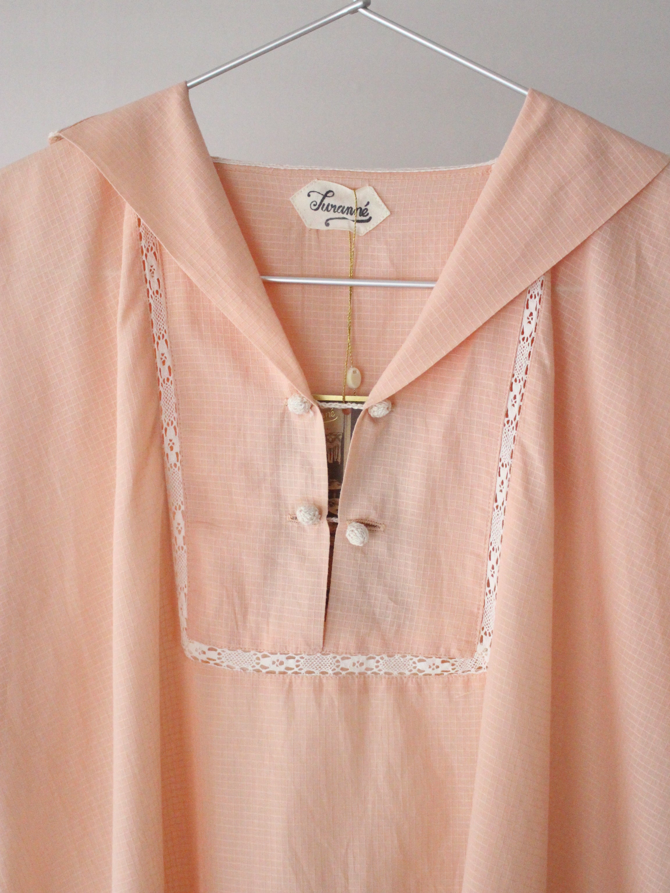 Suranné    Long dress Pink check voile orgainc    大人SIZE