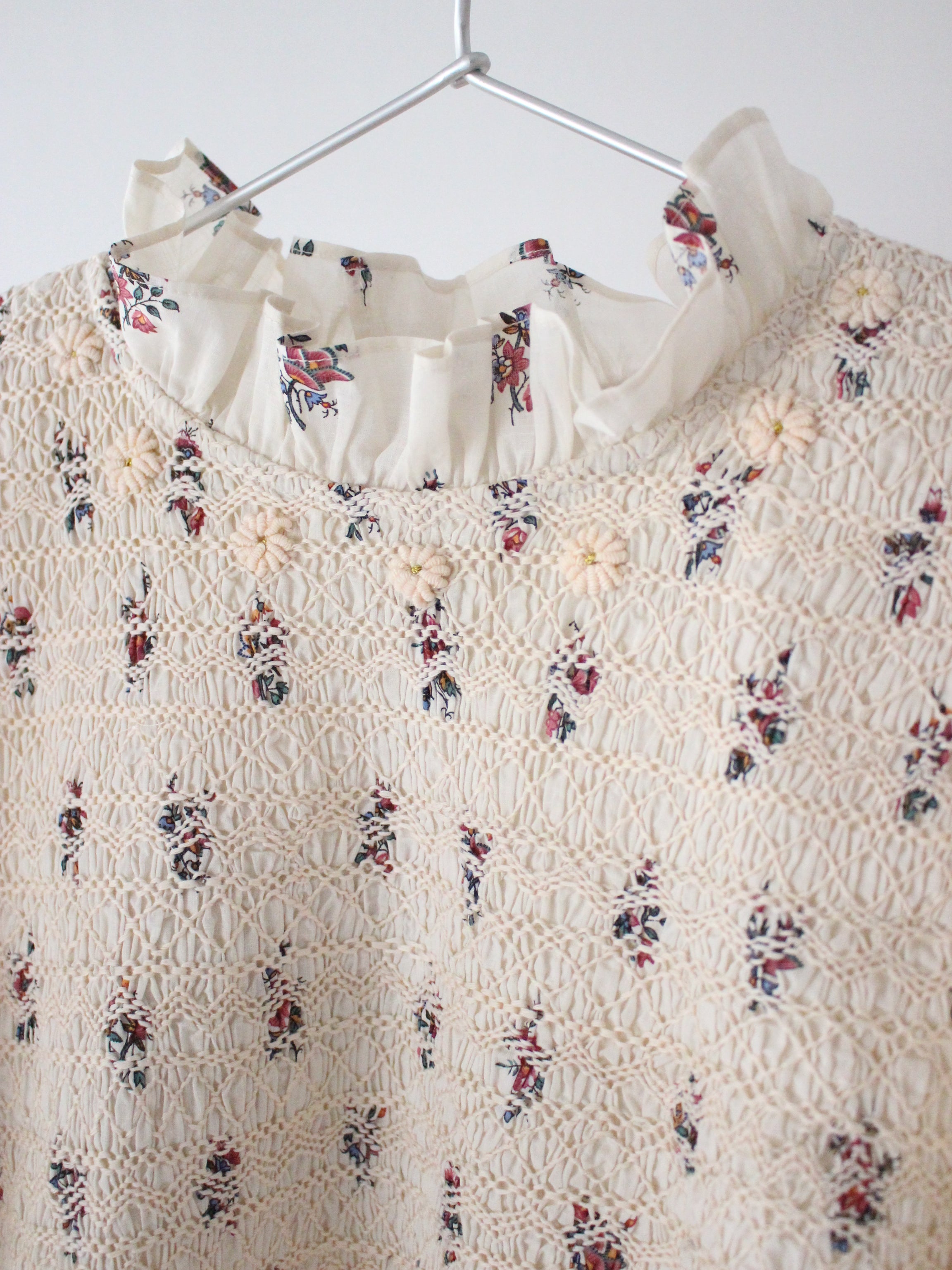 Suranné    Handsmock blouse Garden print - organic slub voile 大人SIZE