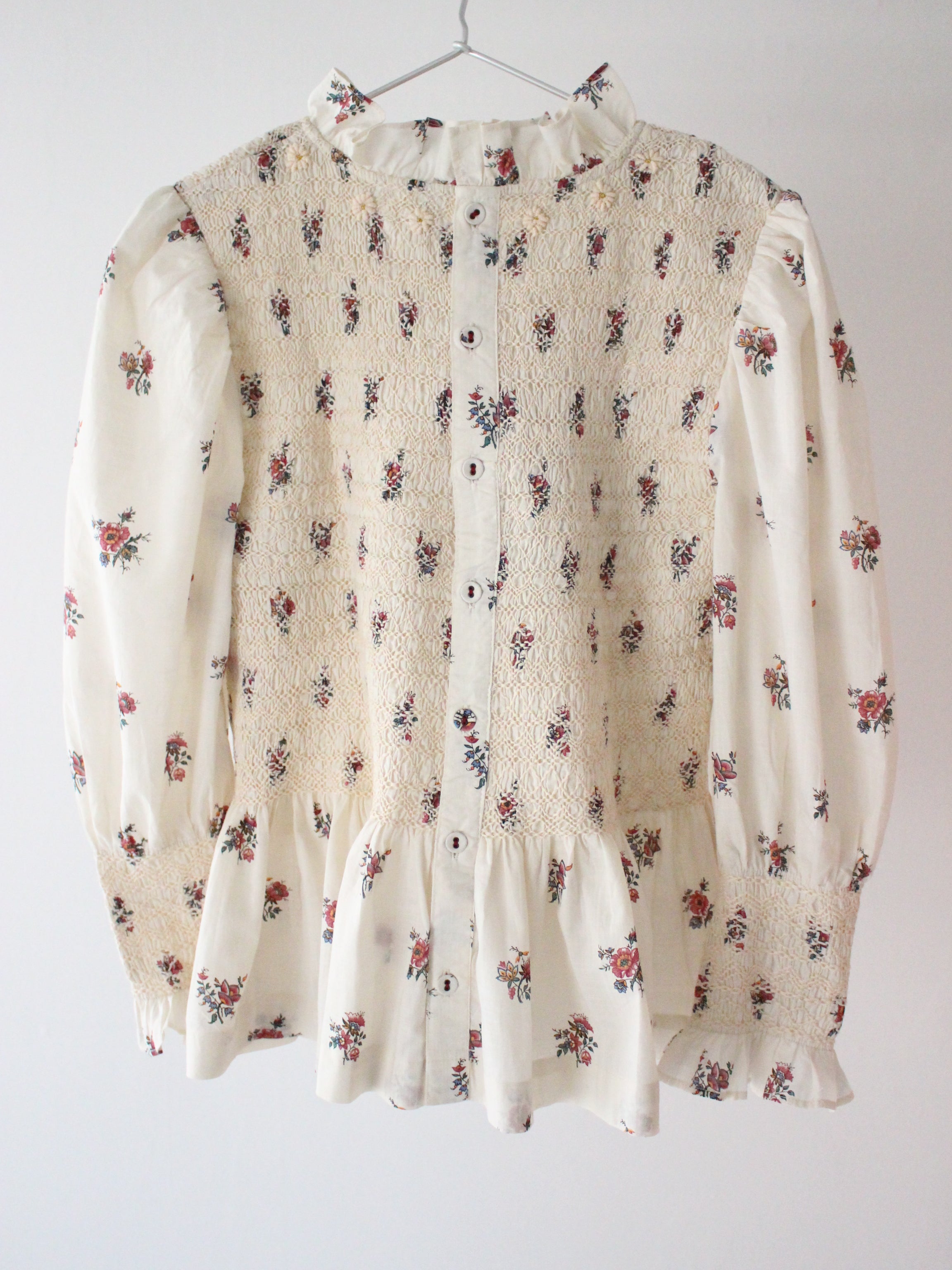 Suranné    Handsmock blouse Garden print - organic slub voile 大人SIZE